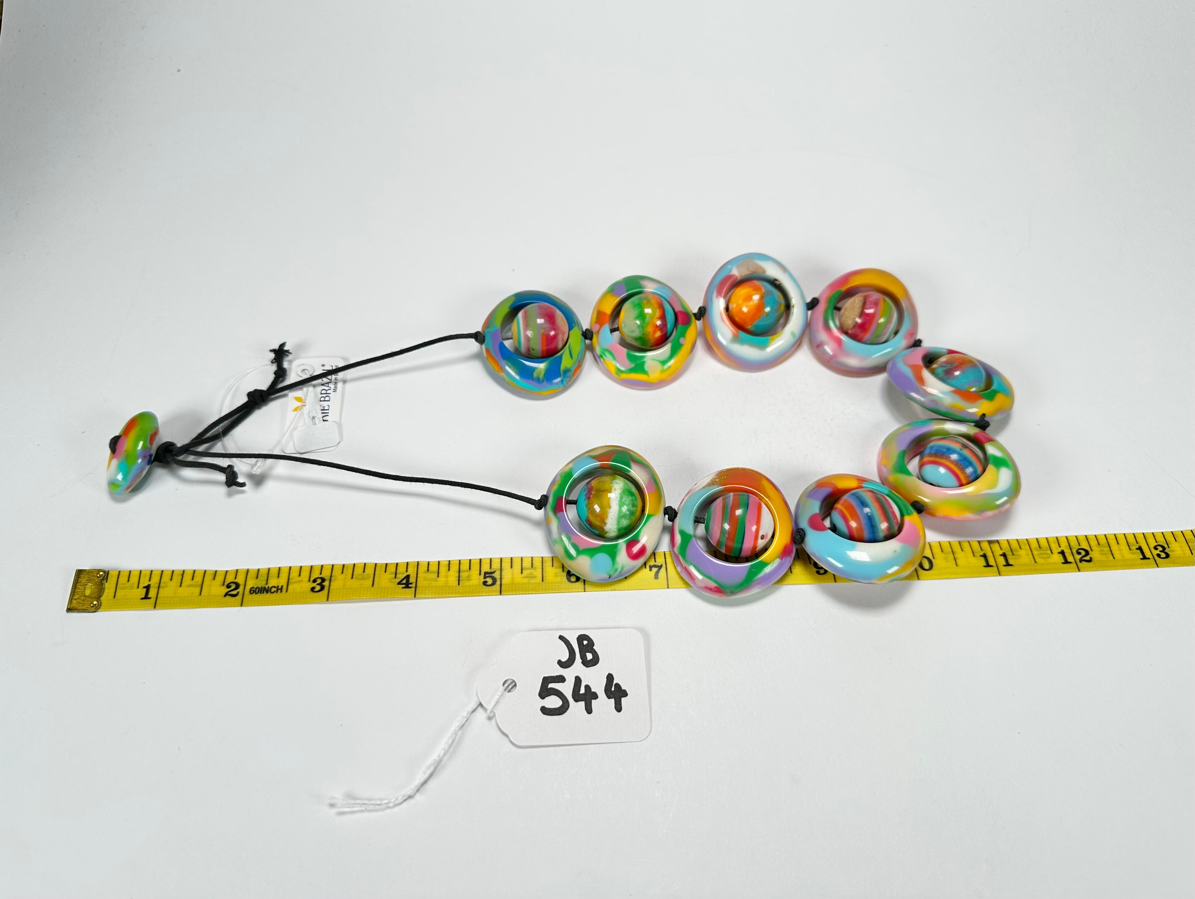 Jackie Brazil "Saturn" Kandinsky Disc & Ball On String Short 50cm Necklace ( N0051 )