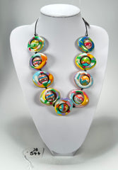 Jackie Brazil "Saturn" Kandinsky Disc & Ball On String Short 50cm Necklace ( N0051 )