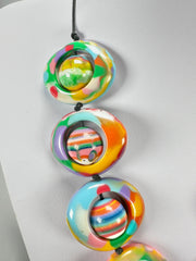 Jackie Brazil "Saturn" Kandinsky Disc & Ball On String Short 50cm Necklace ( N0051 )