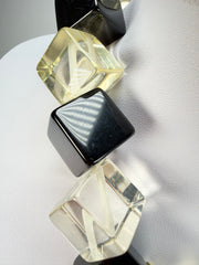 Jackie Brazil "Galactic" Black & Clear Squares Short Resin Necklace ( N2662 )