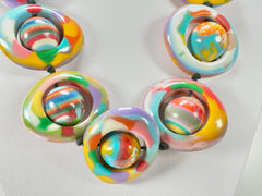 Jackie Brazil "Saturn" Kandinsky Disc & Ball On String Short 50cm Necklace ( N0051 )