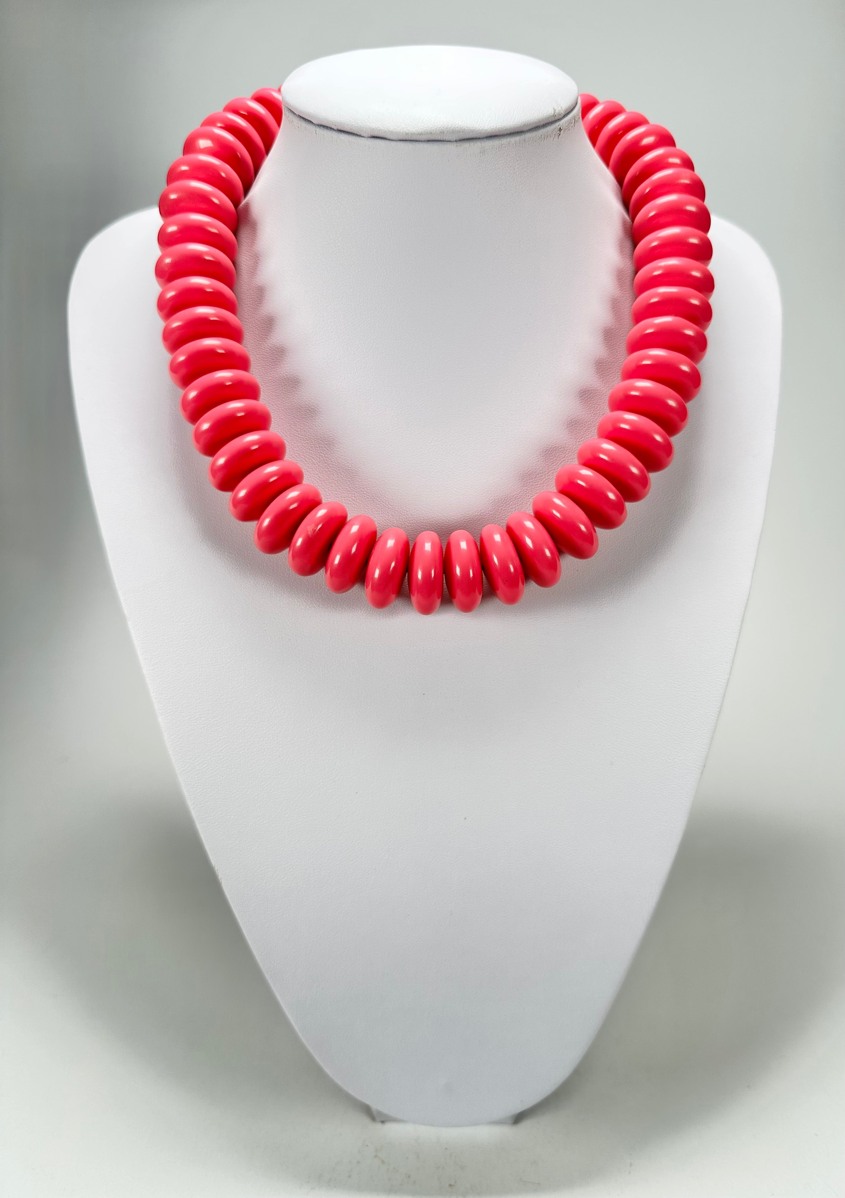 Jackie Brazil "Ana" Pink Resin Wheels 50cm Necklace ( N0042 )