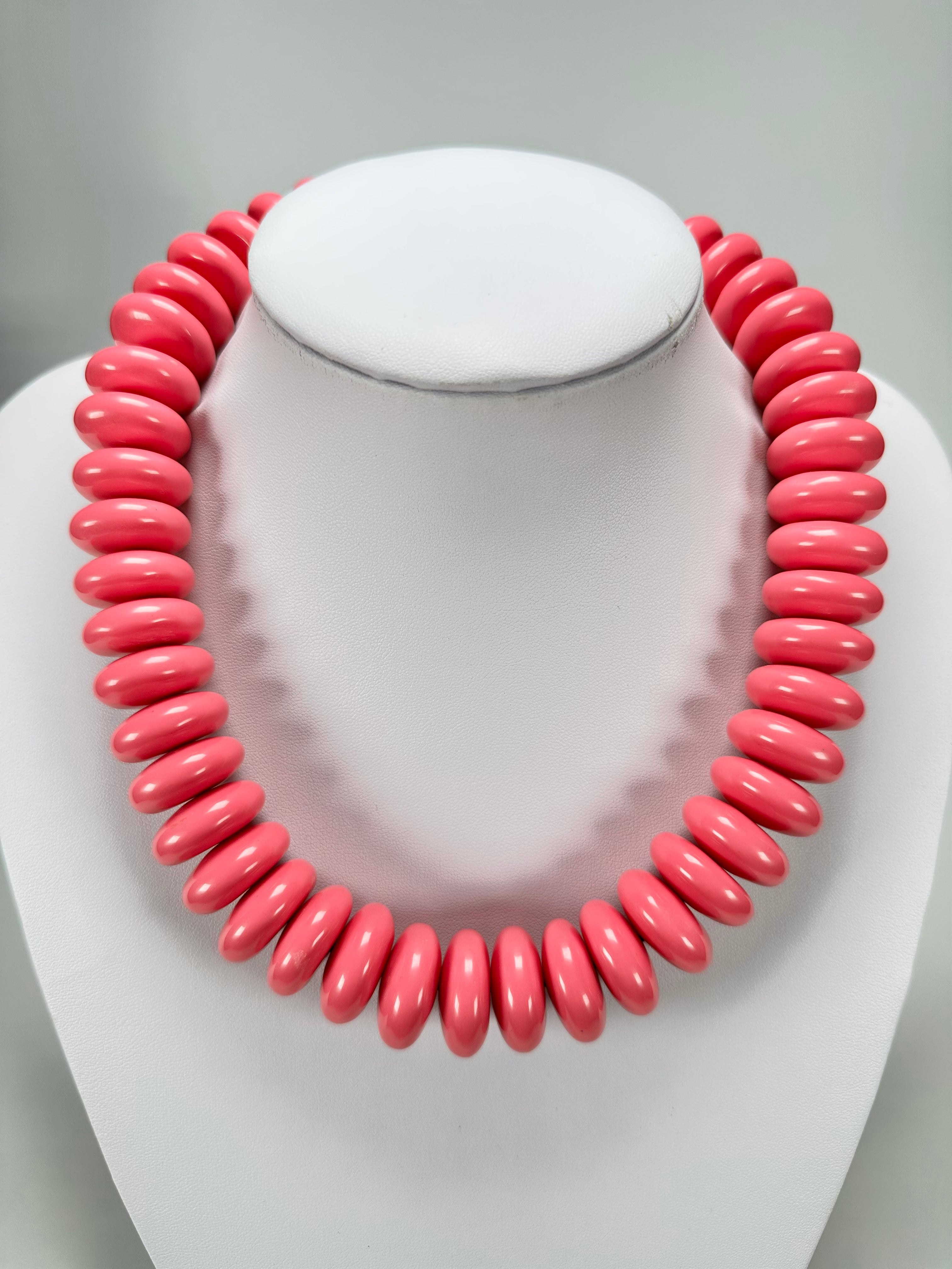 Jackie Brazil "Ana" Pink Resin Wheels 50cm Necklace ( N0042 )