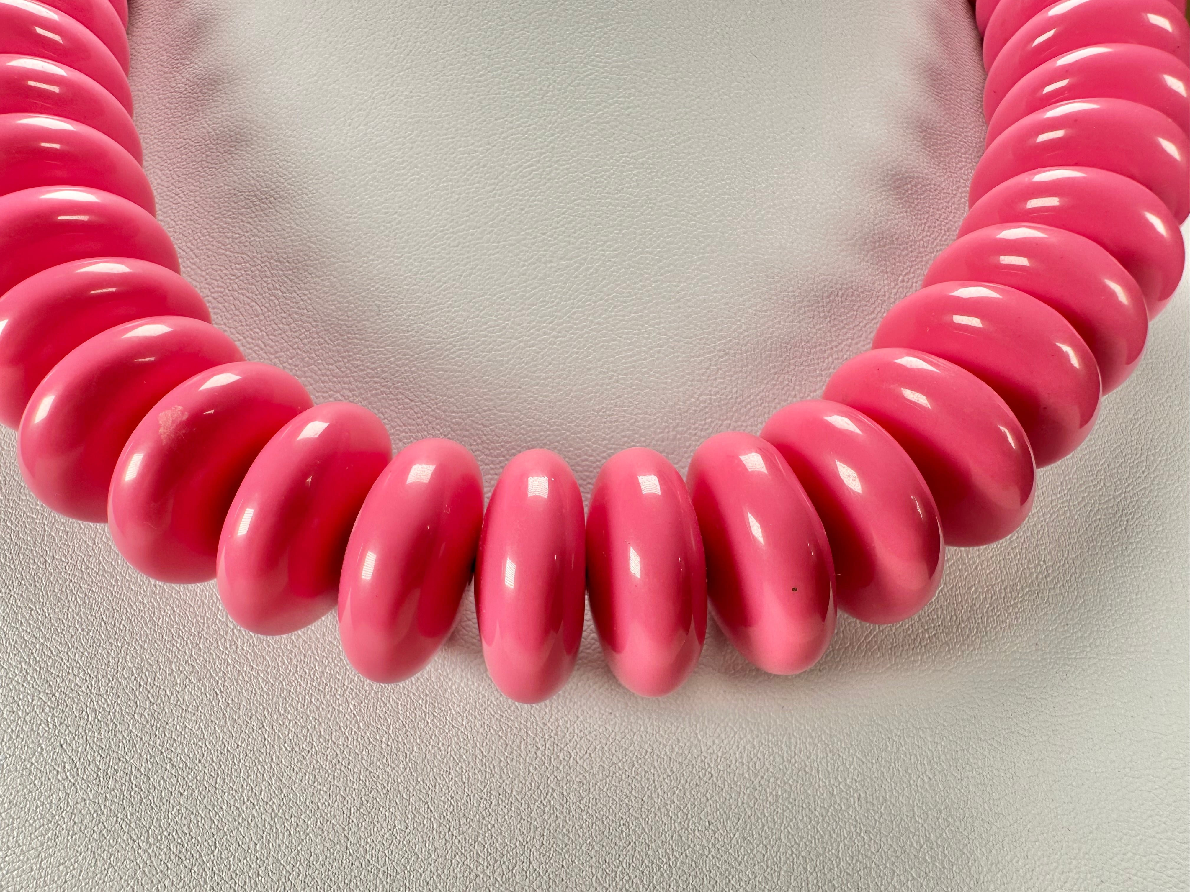 Jackie Brazil "Ana" Pink Resin Wheels 50cm Necklace ( N0042 )