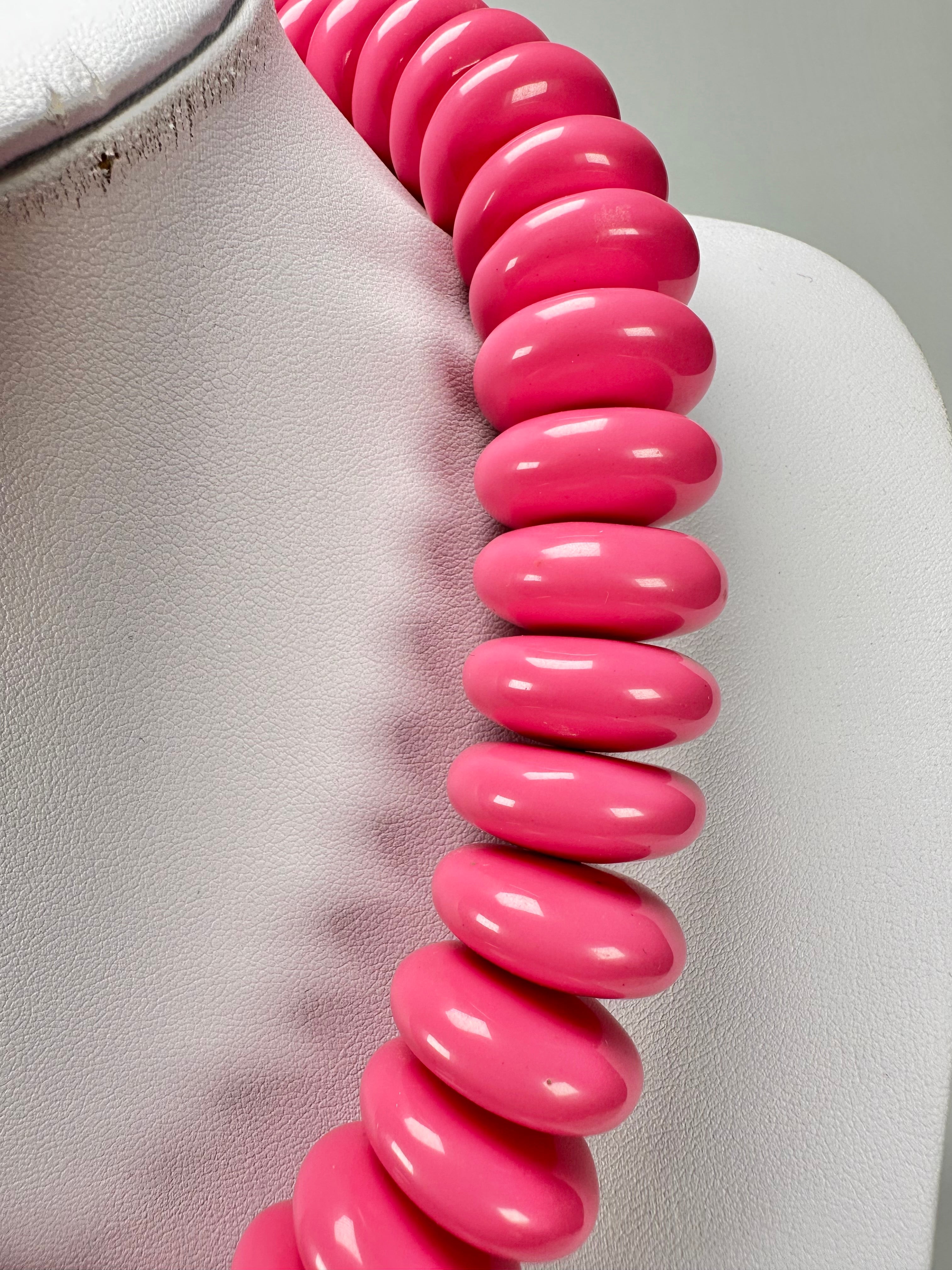 Jackie Brazil "Ana" Pink Resin Wheels 50cm Necklace ( N0042 )