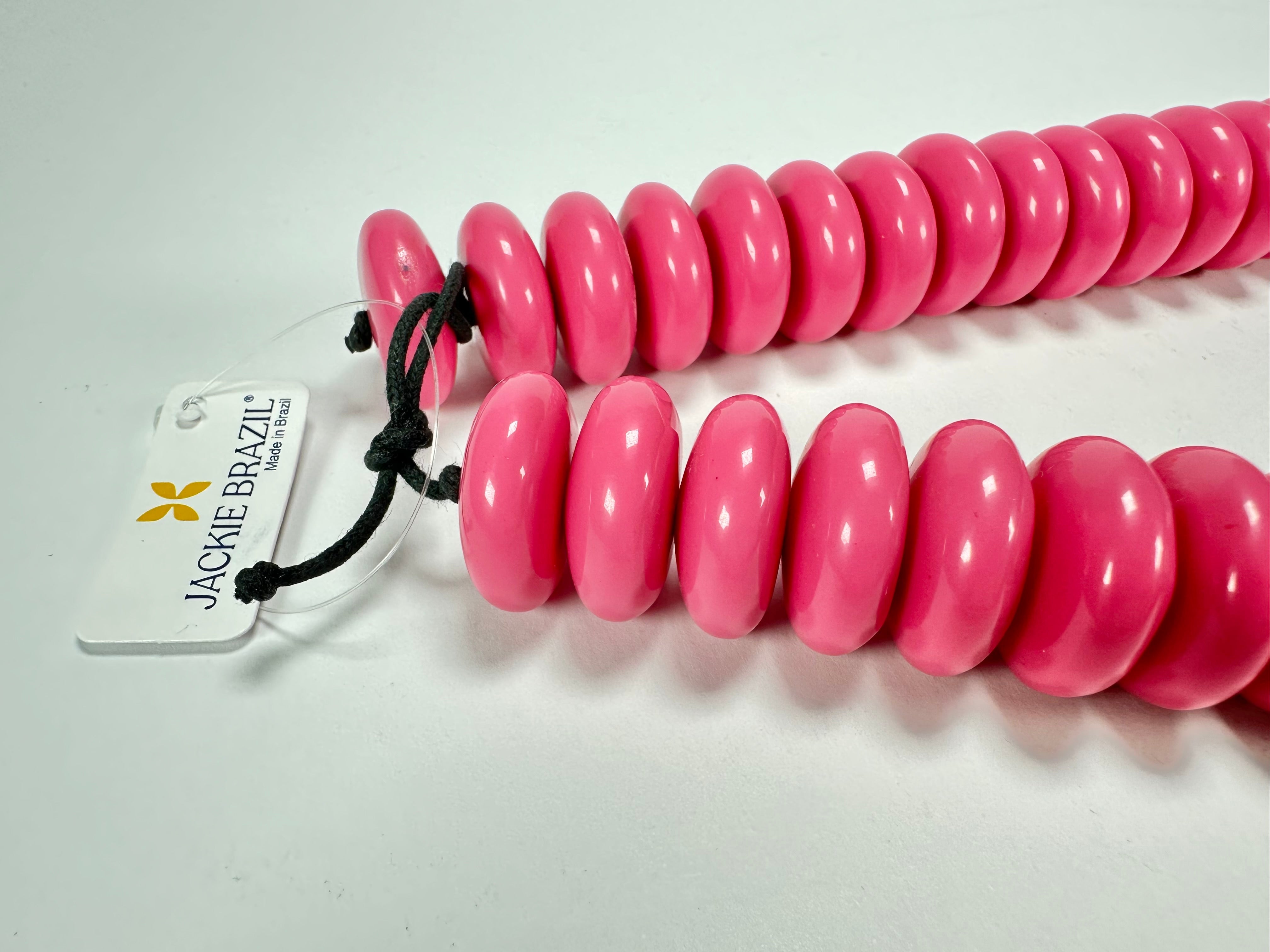 Jackie Brazil "Ana" Pink Resin Wheels 50cm Necklace ( N0042 )