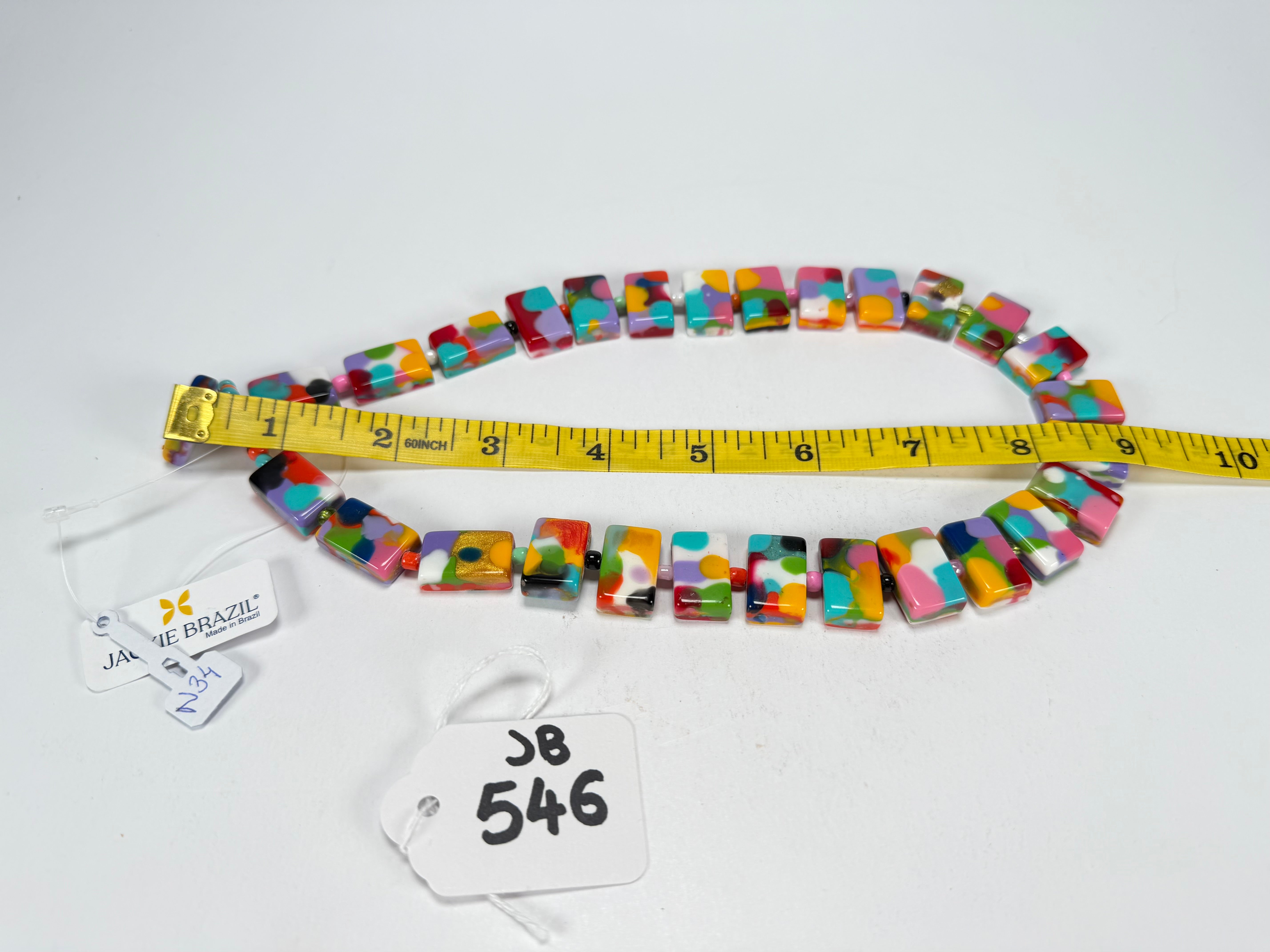 Jackie Brazil "Romeo" Kandinsky Linked Rectangle Beads Necklace ( N0034 )