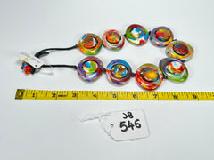 Jackie Brazil "Saturn" Kandinsky Disk and Cylinder On String Short 50cm Necklace ( N0060 )