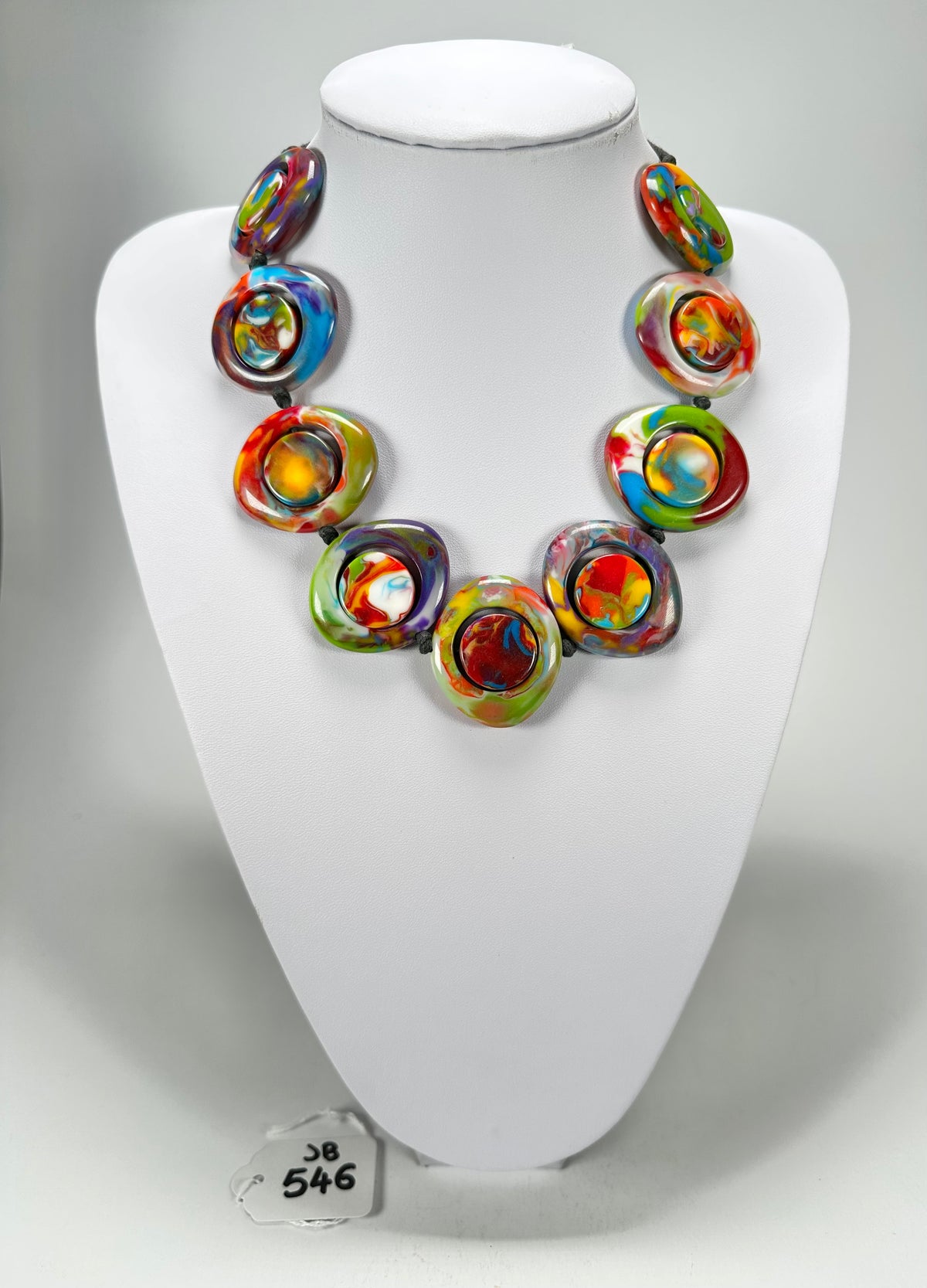Jackie Brazil "Saturn" Kandinsky Disk and Cylinder On String Short 50cm Necklace ( N0060 )