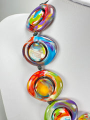 Jackie Brazil "Saturn" Kandinsky Disk and Cylinder On String Short 50cm Necklace ( N0060 )