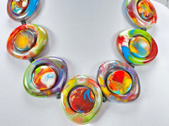 Jackie Brazil "Saturn" Kandinsky Disk and Cylinder On String Short 50cm Necklace ( N0060 )