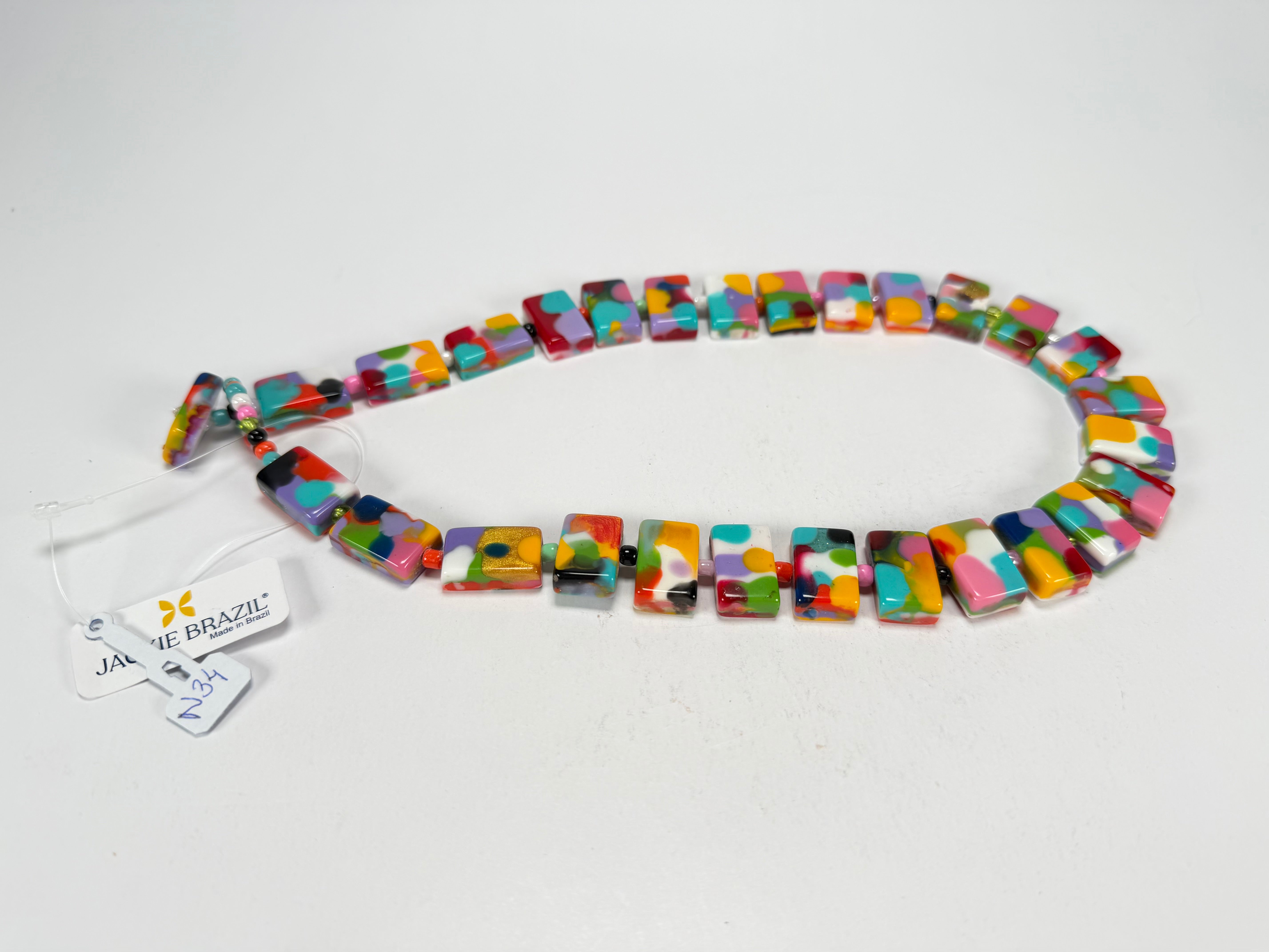 Jackie Brazil "Romeo" Kandinsky Linked Rectangle Beads Necklace ( N0034 )