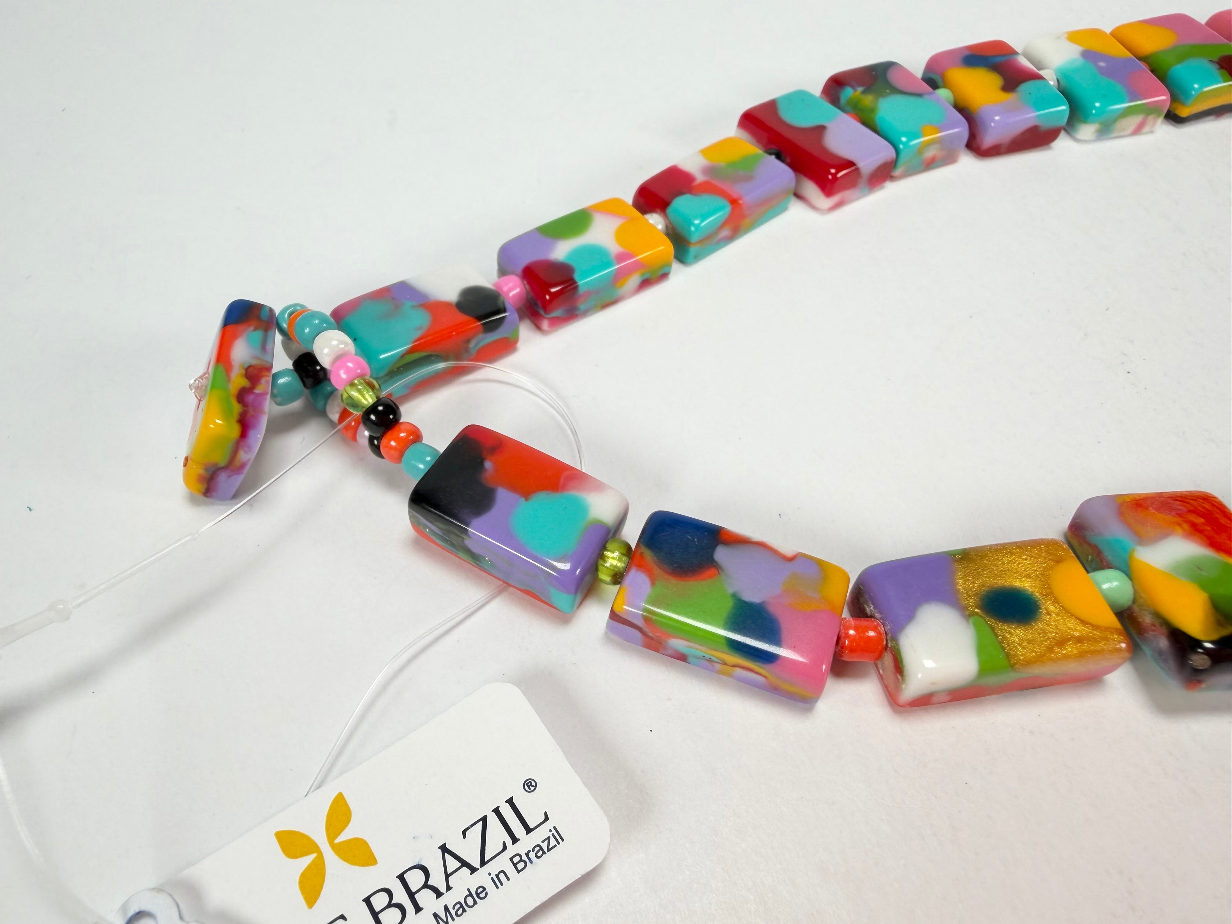 Jackie Brazil "Romeo" Kandinsky Linked Rectangle Beads Necklace ( N0034 )