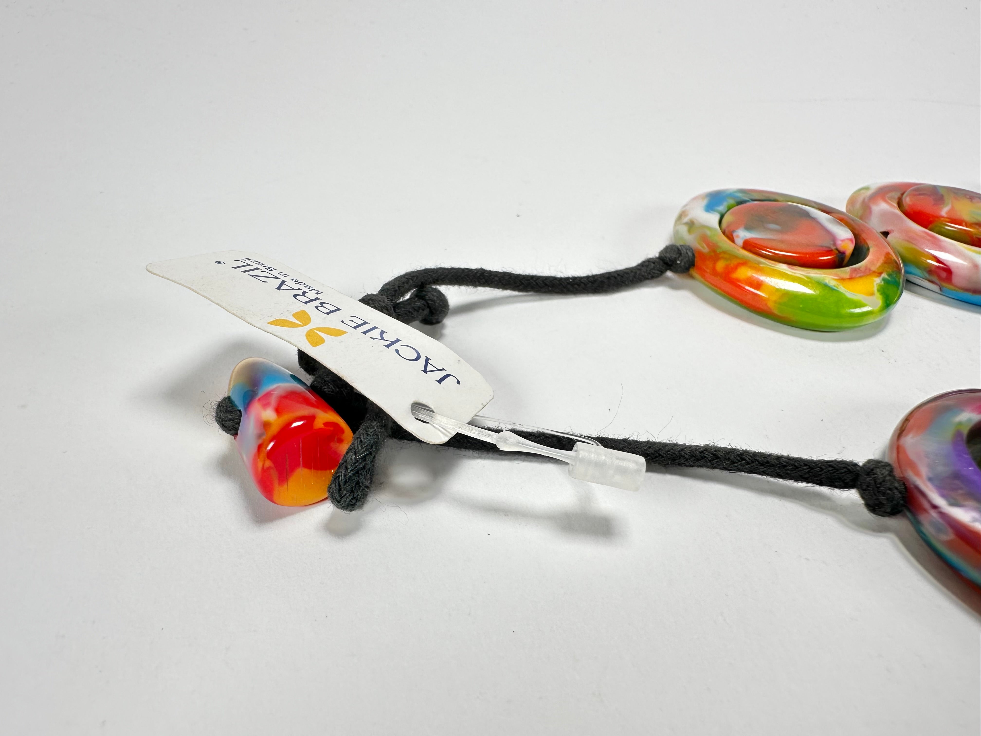 Jackie Brazil "Saturn" Kandinsky Disk and Cylinder On String Short 50cm Necklace ( N0060 )
