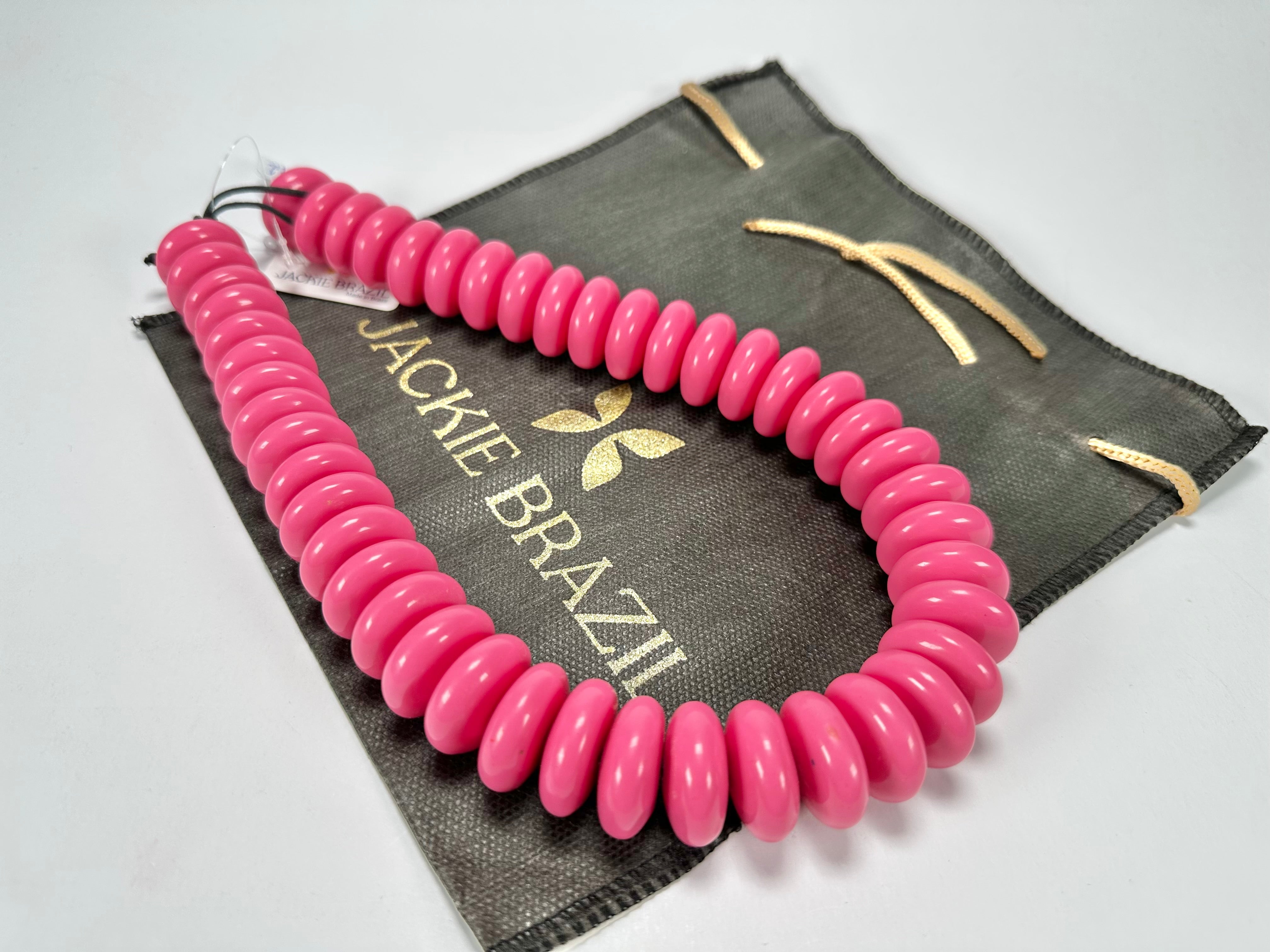 Jackie Brazil "Ana" Pink Resin Wheels 50cm Necklace ( N0042 )