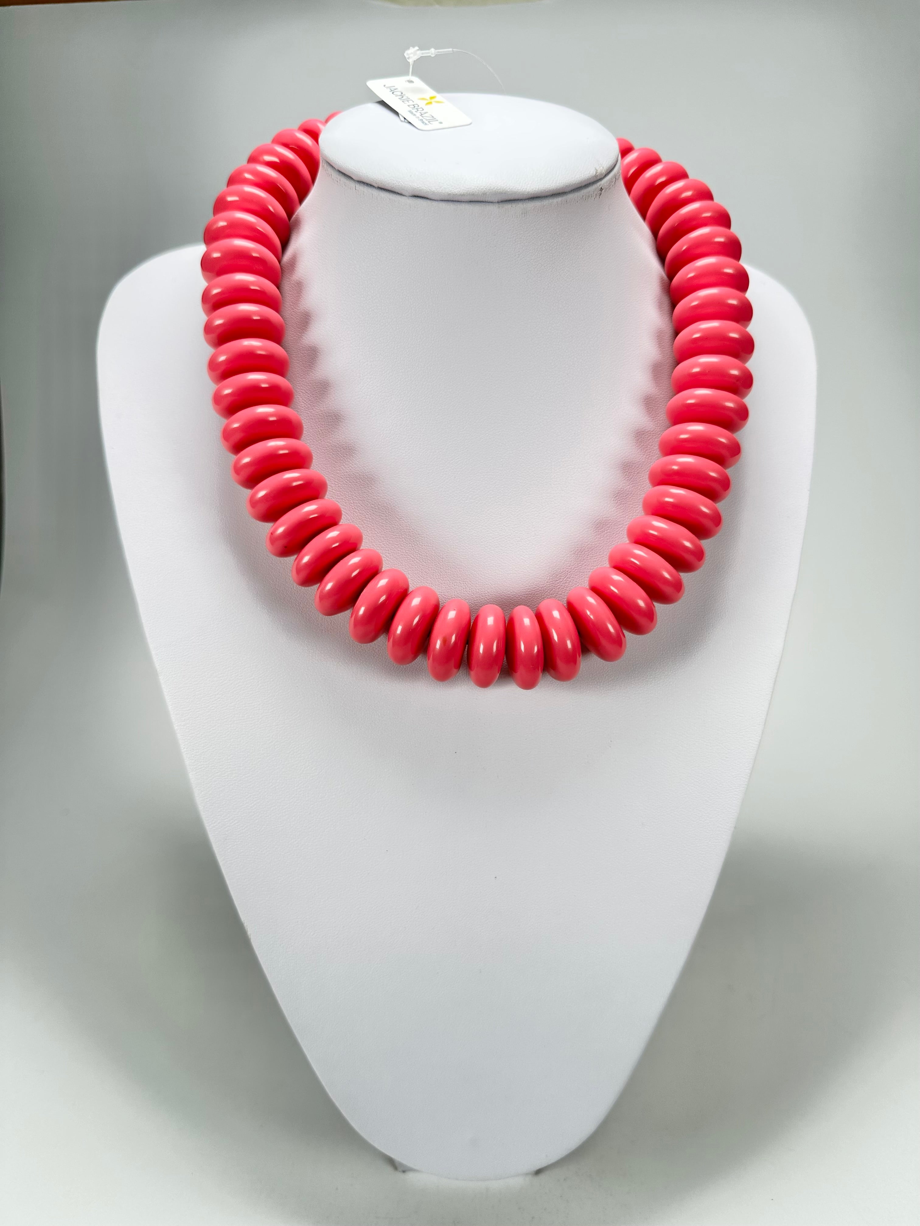 Jackie Brazil "Ana" Pink Resin Wheels 50cm Necklace ( N0042 )