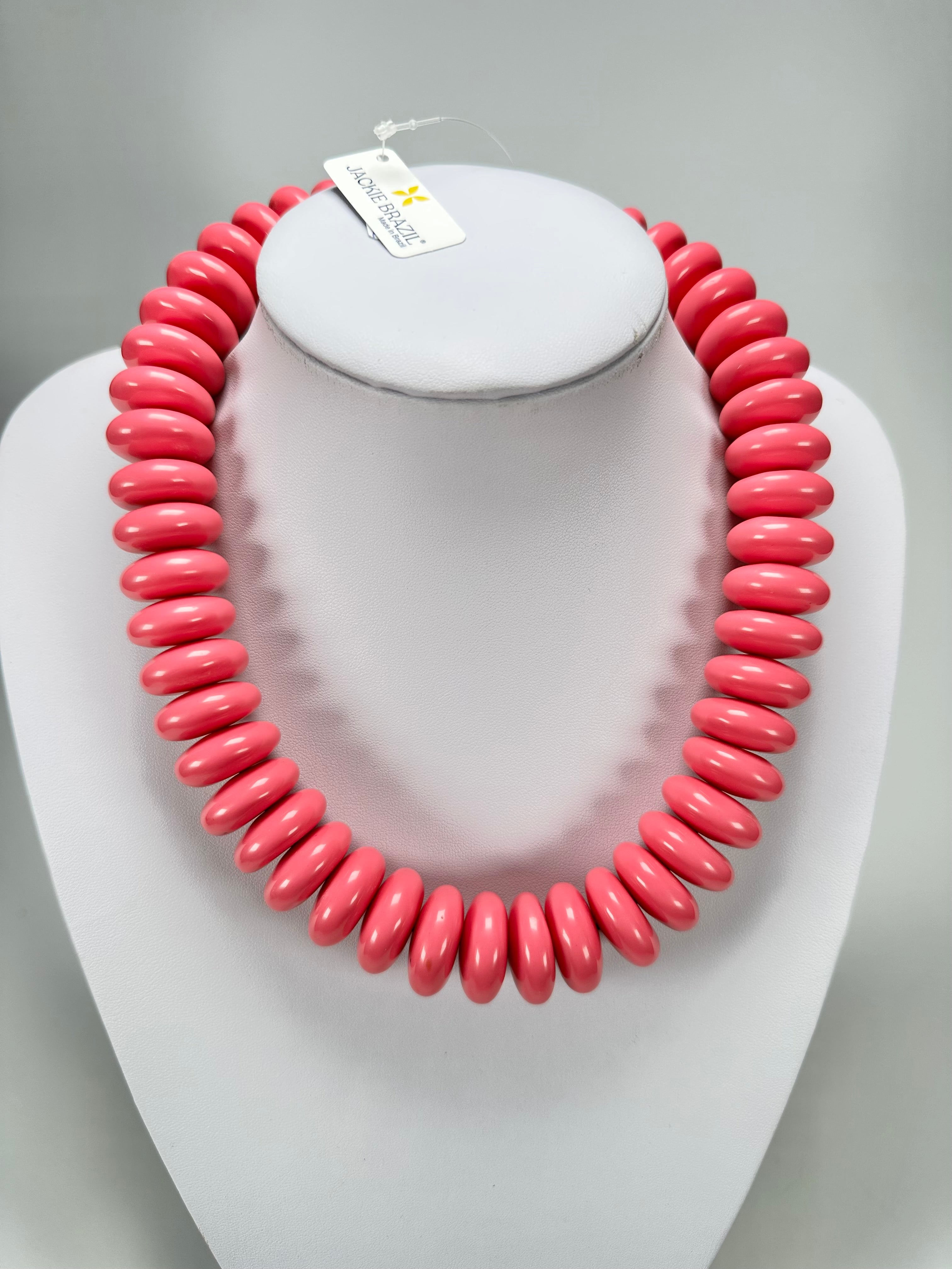 Jackie Brazil "Ana" Pink Resin Wheels 50cm Necklace ( N0042 )
