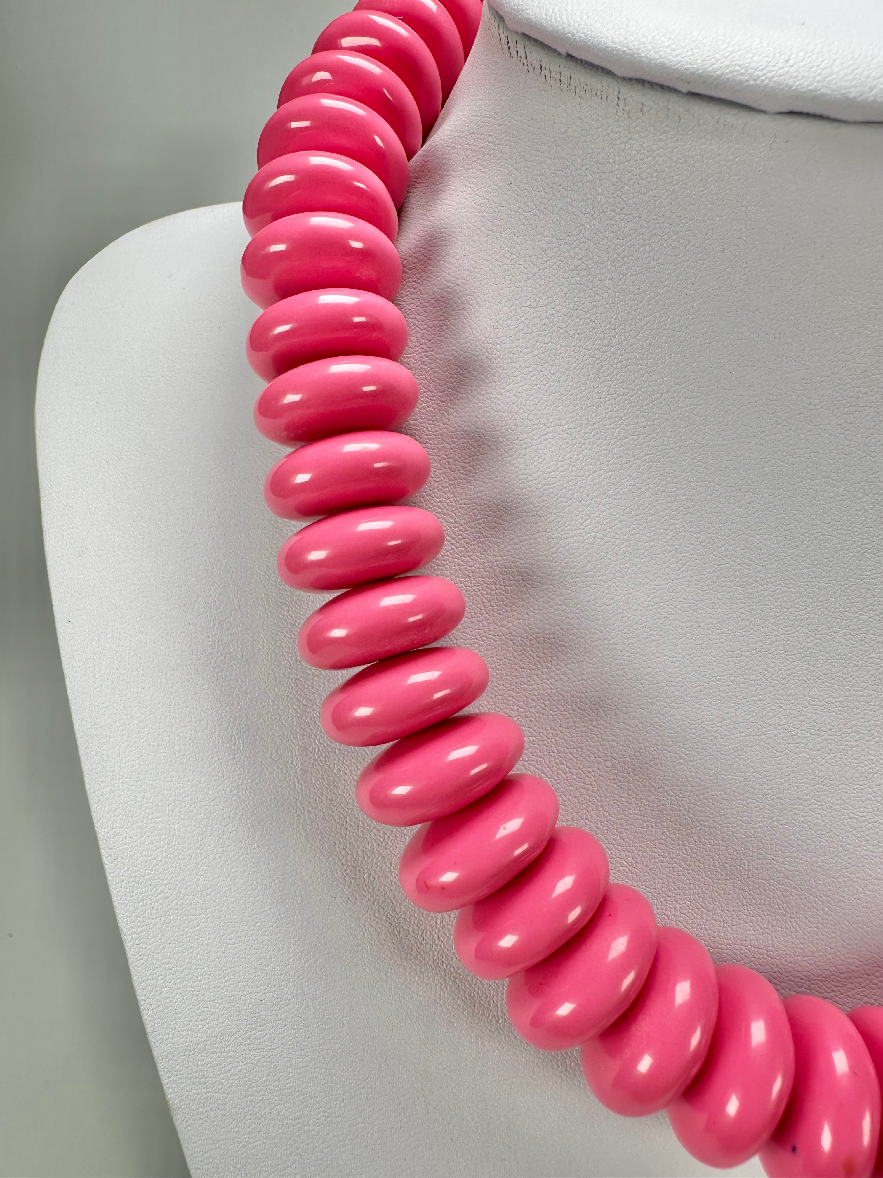 Jackie Brazil "Ana" Pink Resin Wheels 50cm Necklace ( N0042 )