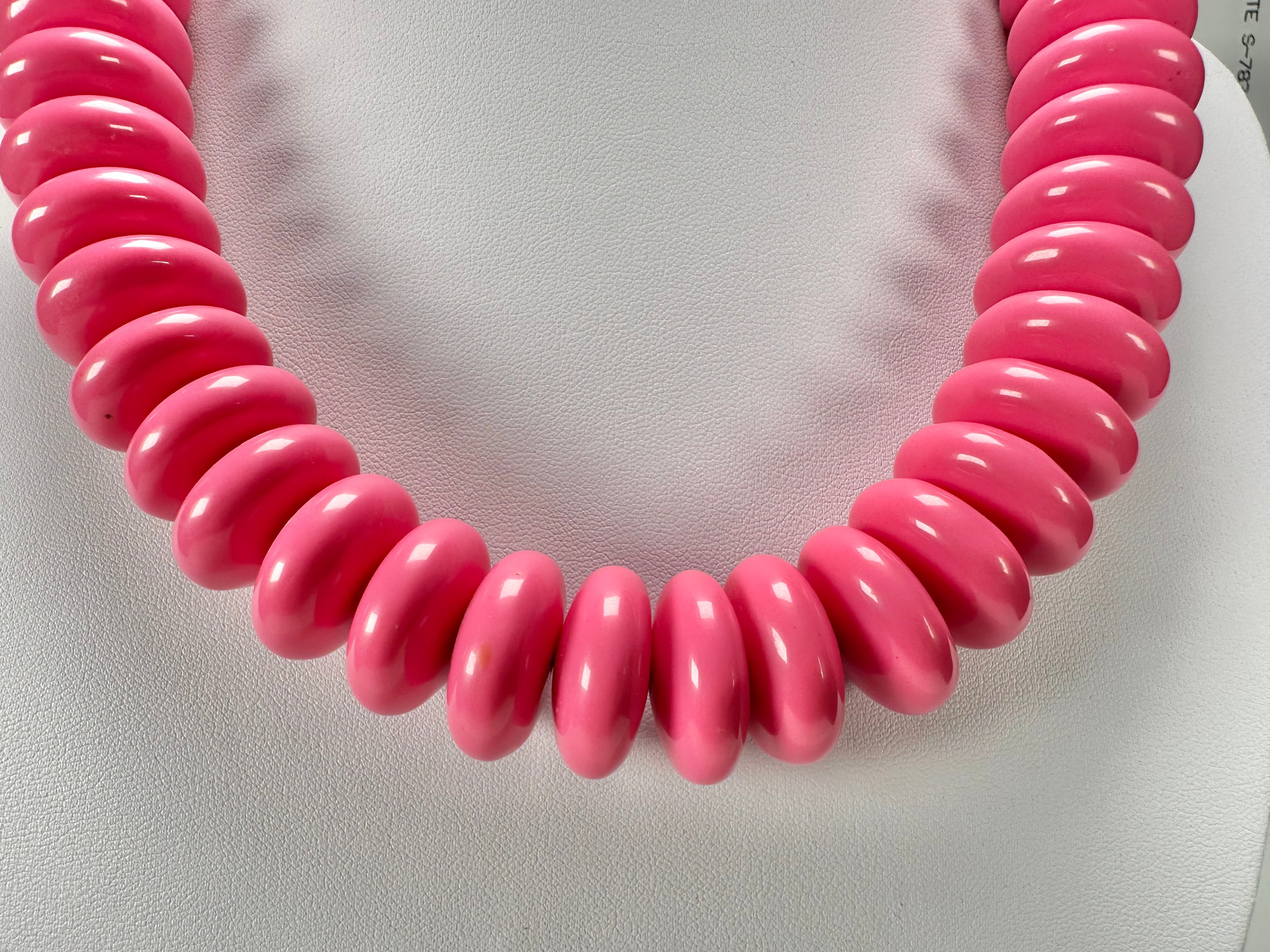 Jackie Brazil "Ana" Pink Resin Wheels 50cm Necklace ( N0042 )