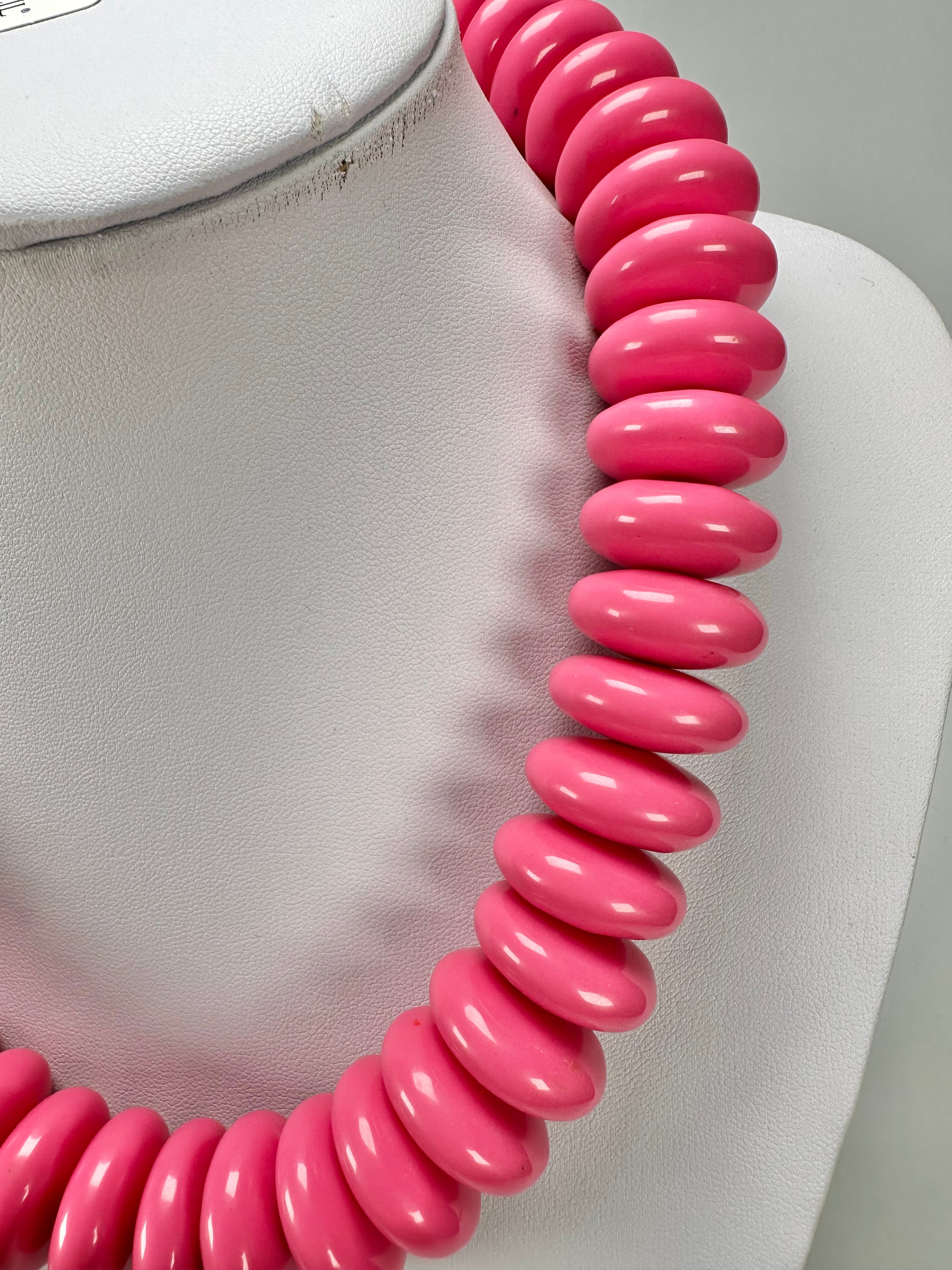 Jackie Brazil "Ana" Pink Resin Wheels 50cm Necklace ( N0042 )