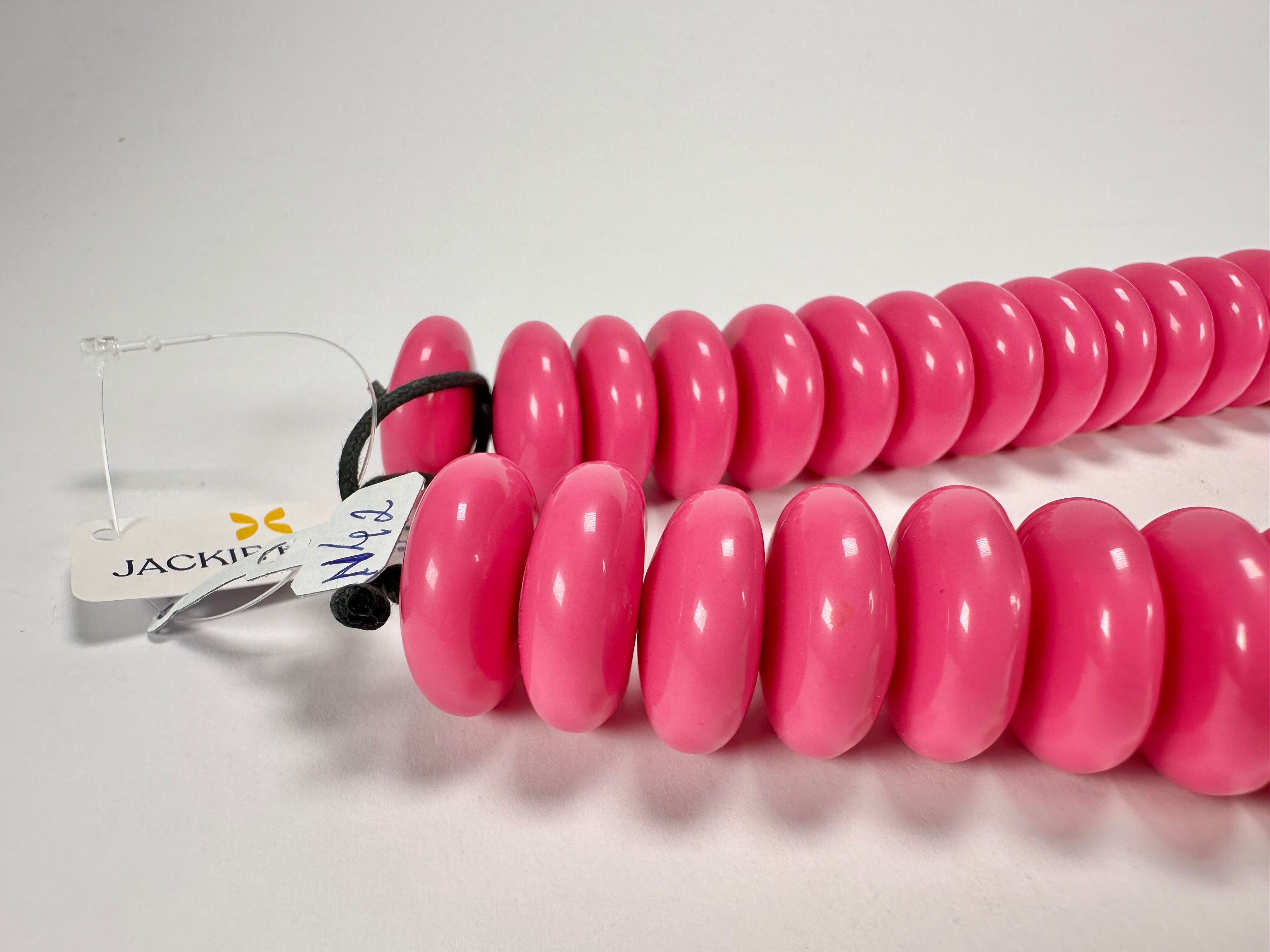 Jackie Brazil "Ana" Pink Resin Wheels 50cm Necklace ( N0042 )