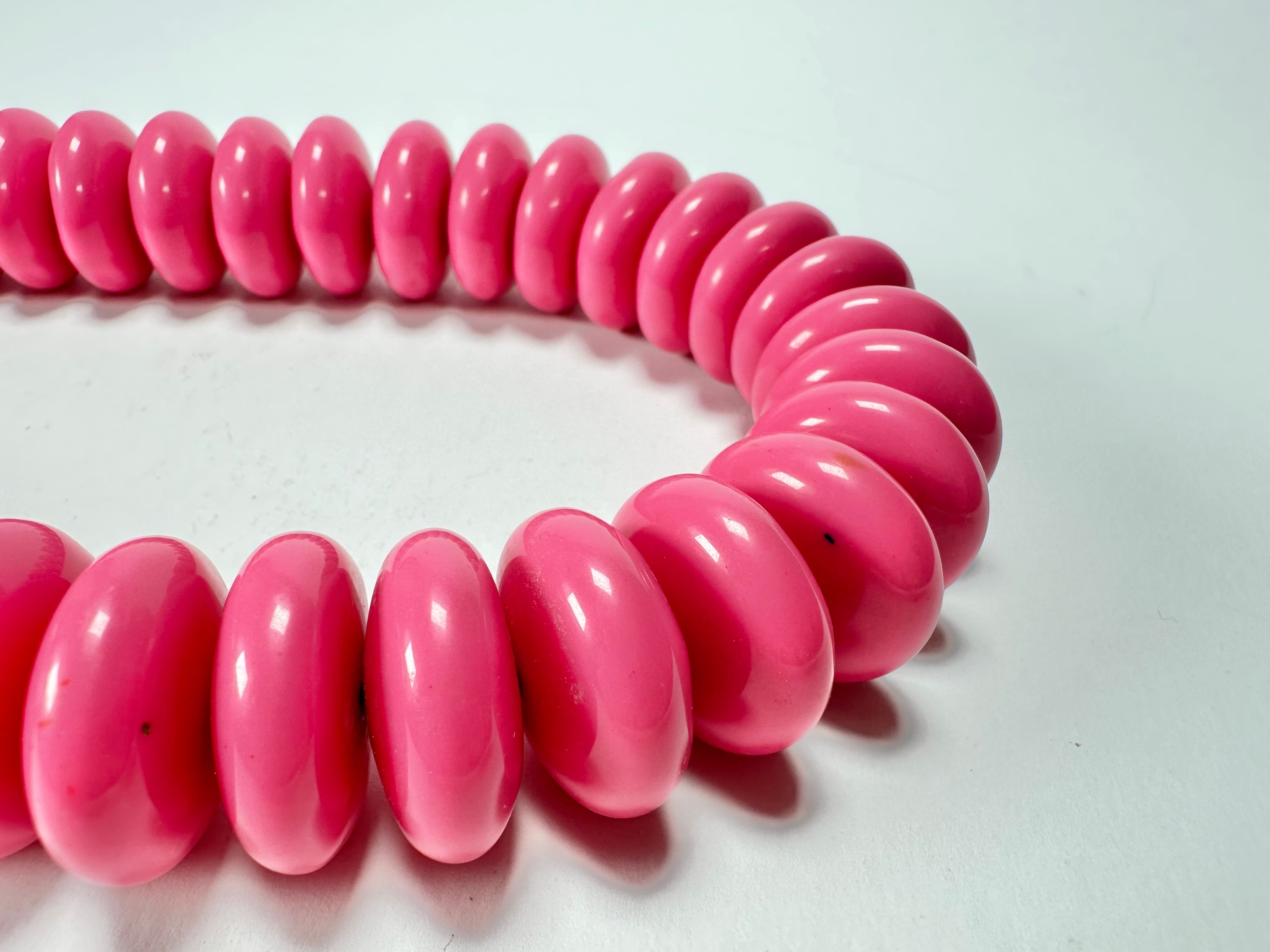 Jackie Brazil "Ana" Pink Resin Wheels 50cm Necklace ( N0042 )
