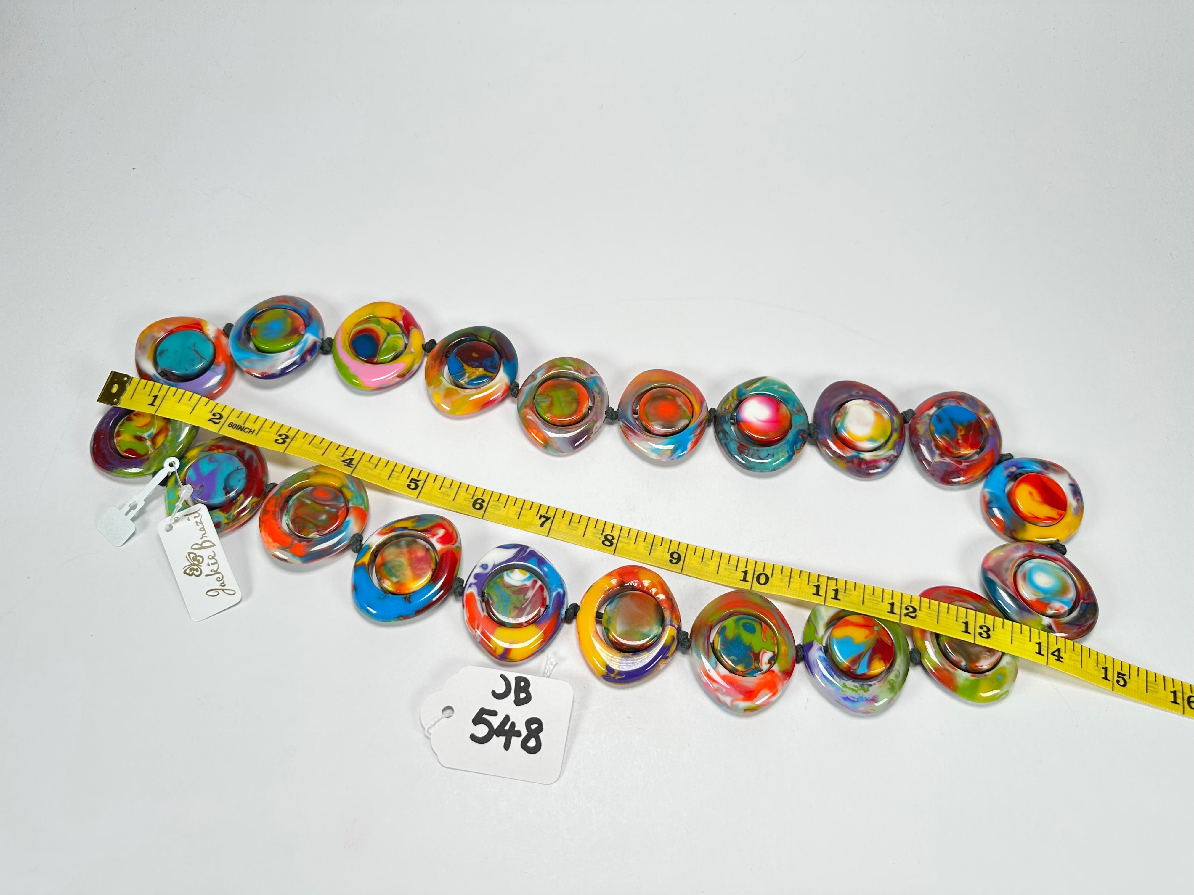 Jackie Brazil "Saturn" Kandinsky Disc & Cylinder Long 75cm Necklace ( N0065 )