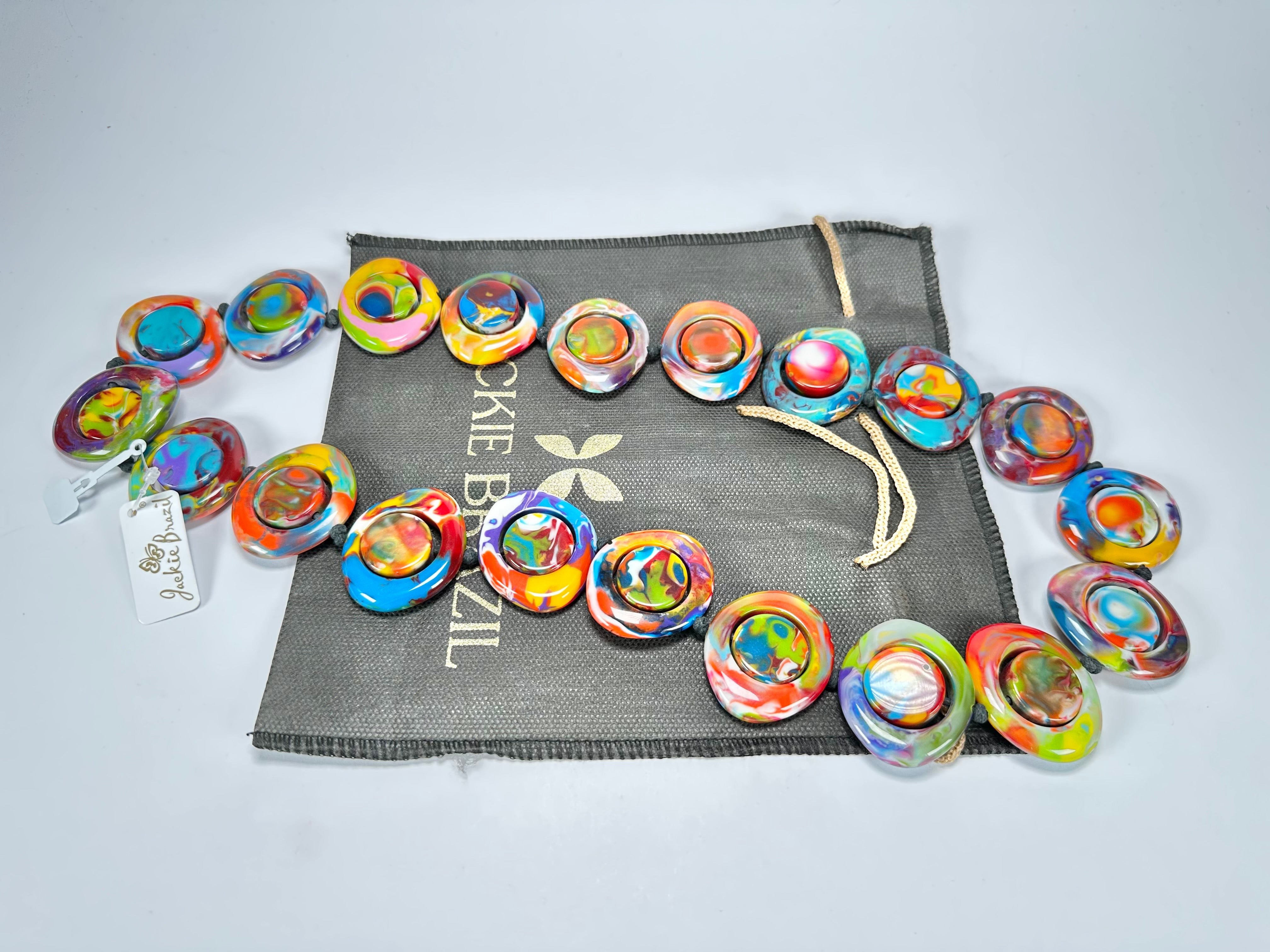 Jackie Brazil "Saturn" Kandinsky Disc & Cylinder Long 75cm Necklace ( N0065 )