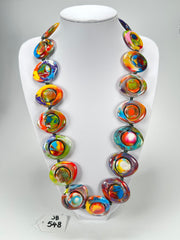 Jackie Brazil "Saturn" Kandinsky Disc & Cylinder Long 75cm Necklace ( N0065 )