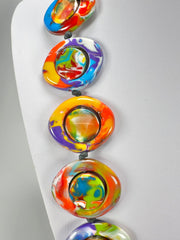 Jackie Brazil "Saturn" Kandinsky Disc & Cylinder Long 75cm Necklace ( N0065 )