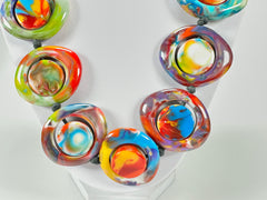 Jackie Brazil "Saturn" Kandinsky Disc & Cylinder Long 75cm Necklace ( N0065 )