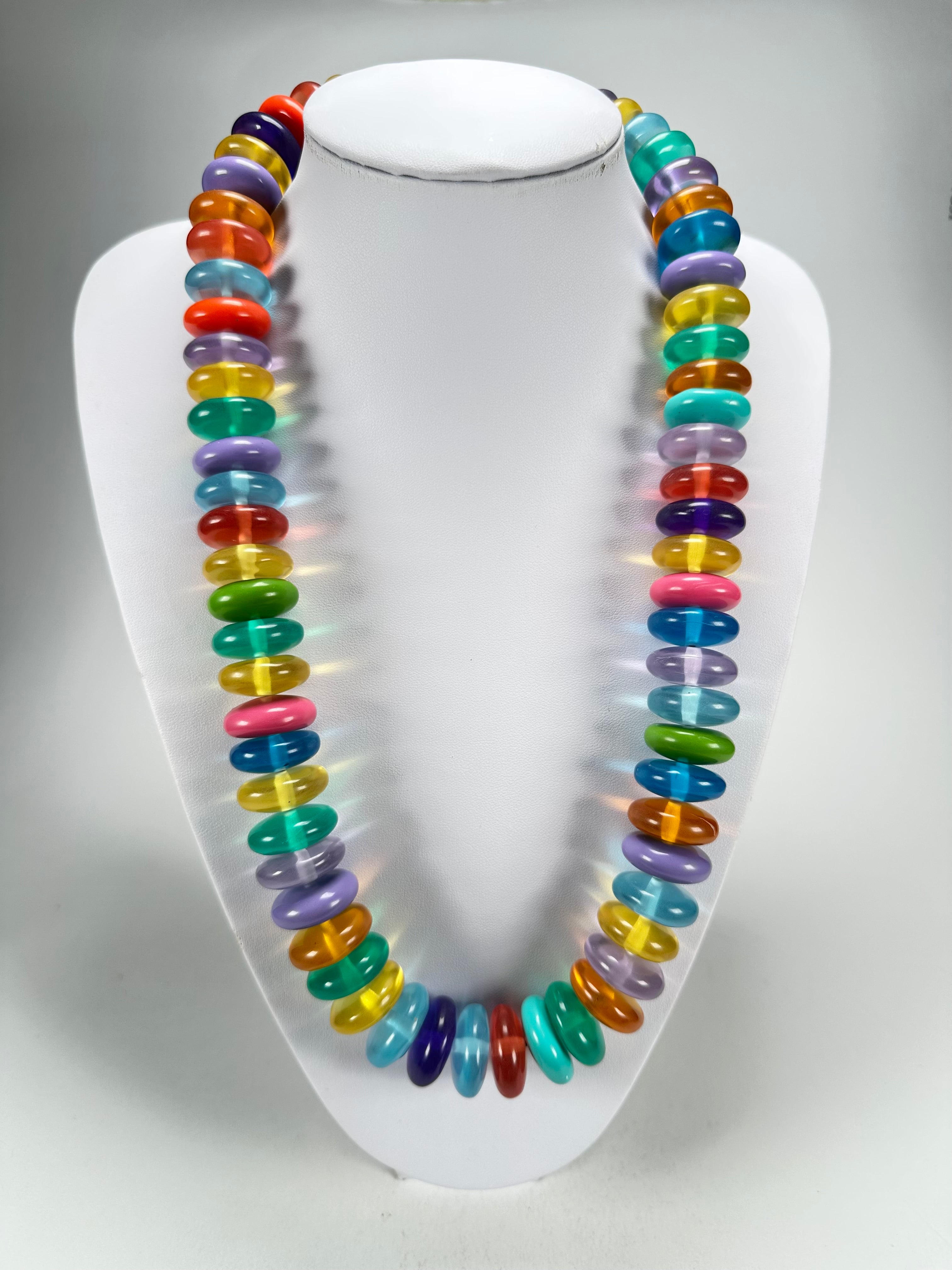 Jackie Brazil "Ana" Transparent Summer Mix Resin Wheels 70cm Necklace ( N0044 )