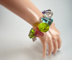 Jackie Brazil "KL" Multi Colour Transparent Large Cones Bracelet ( B2902 )