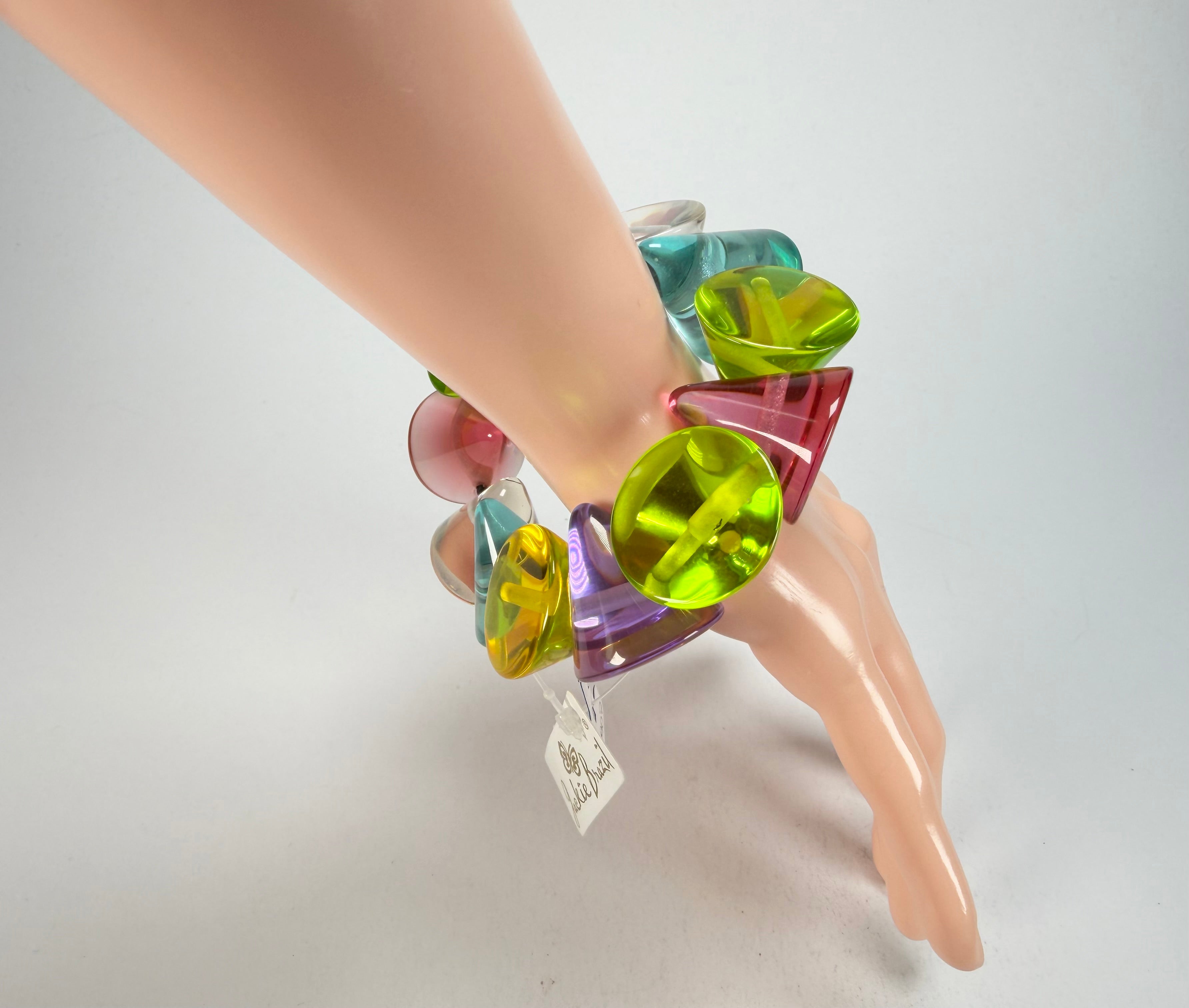 Jackie Brazil "KL" Multi Colour Transparent Large Cones Bracelet ( B2902 )