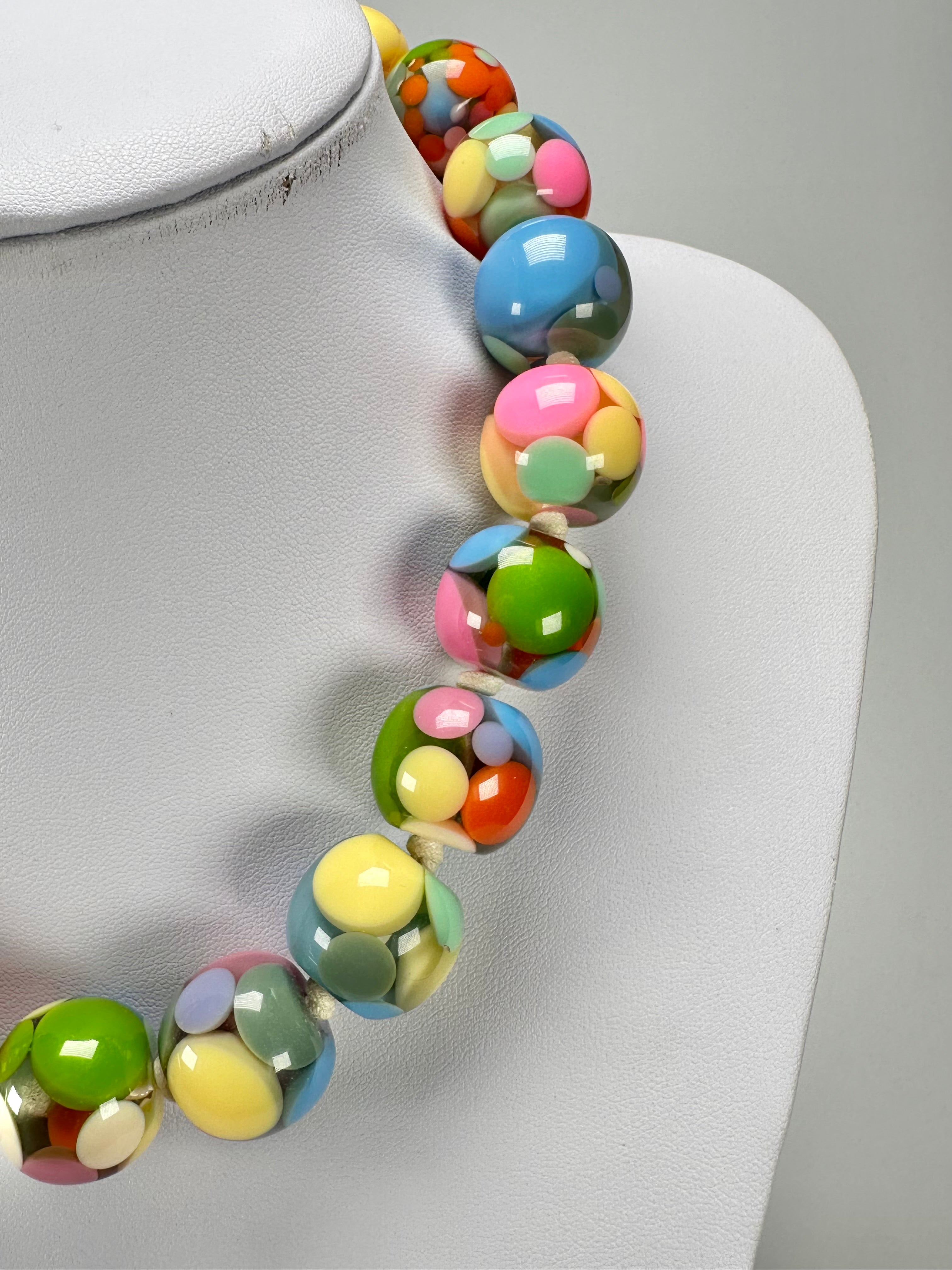Jackie Brazil "Spotted Balls" Spring Colour Spots Resin Necklace 50cm ( N1500 )