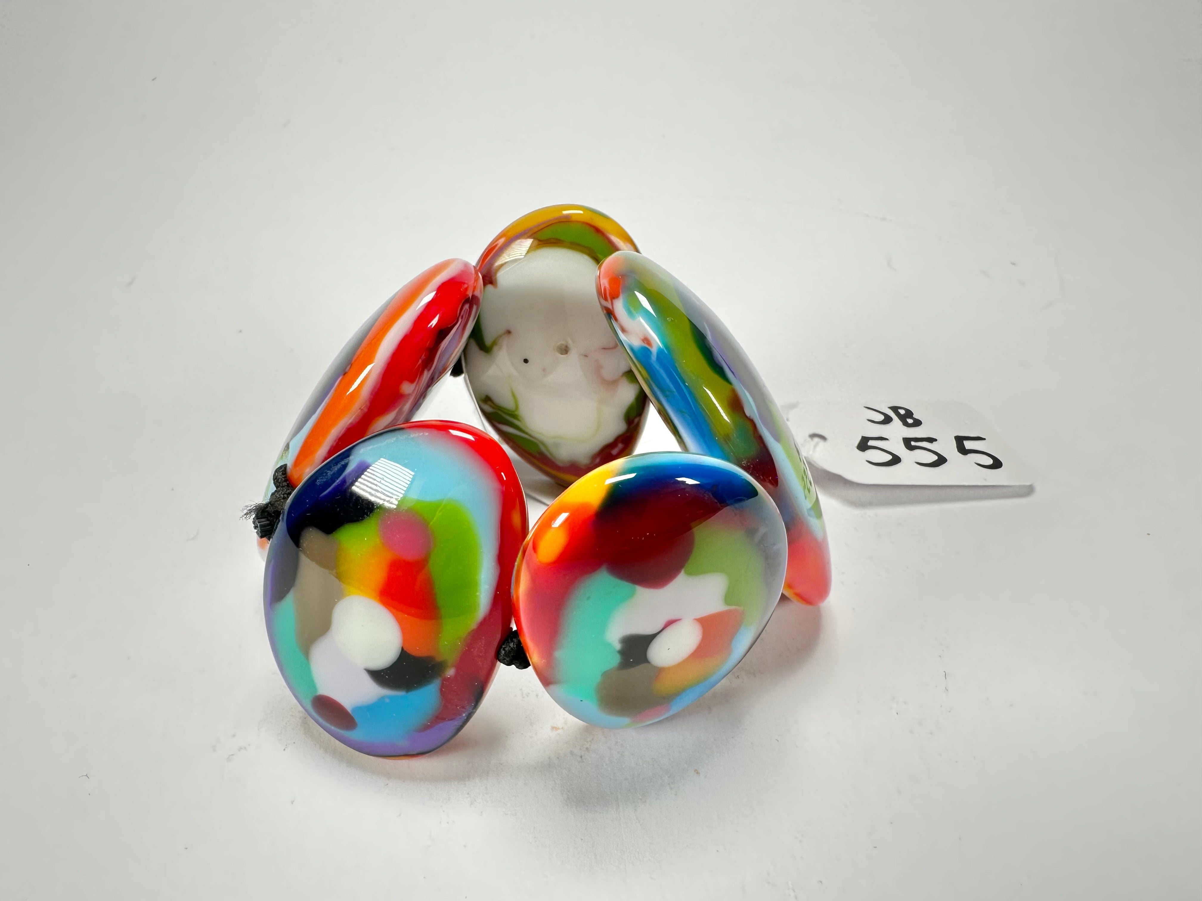 Jackie Brazil "Riverstones" Kandinsky Large Flat Stones On Elastic Bracelet ( B3716 )