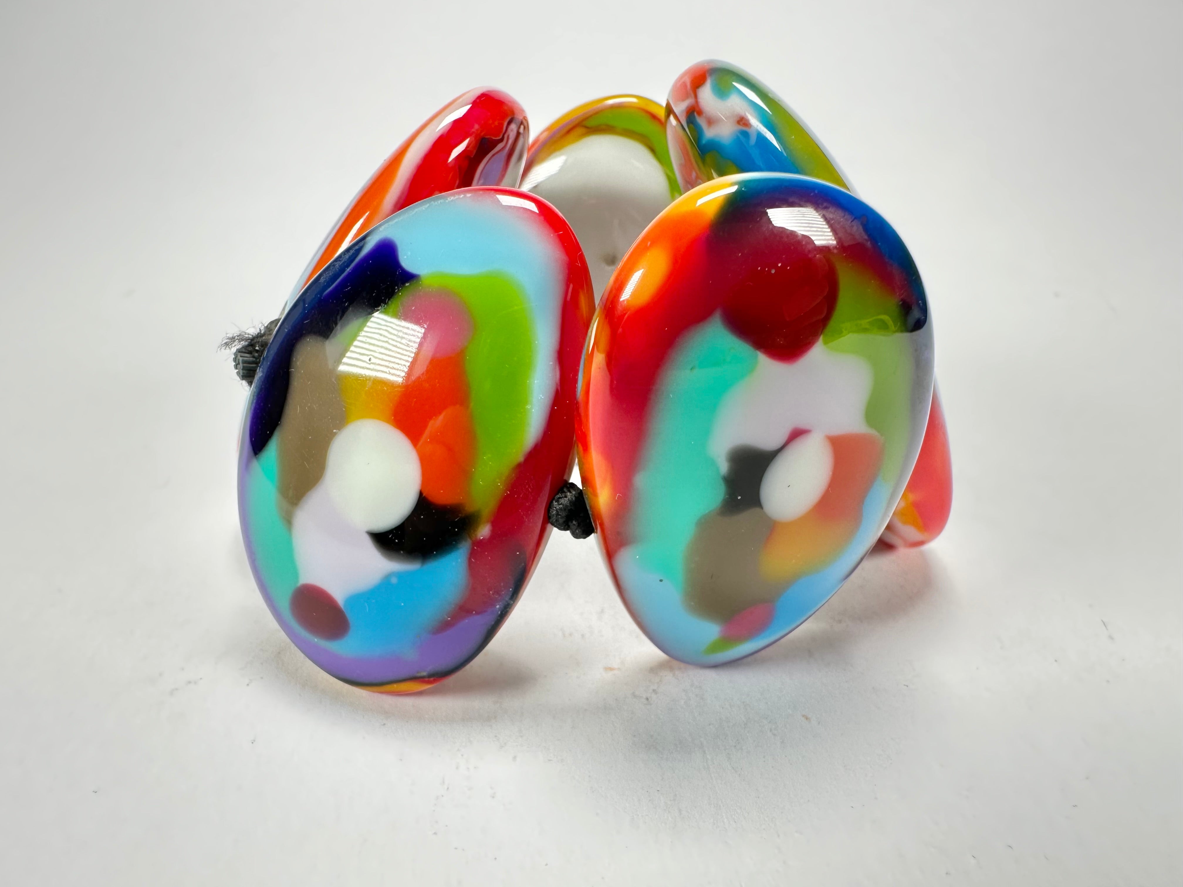 Jackie Brazil "Riverstones" Kandinsky Large Flat Stones On Elastic Bracelet ( B3716 )