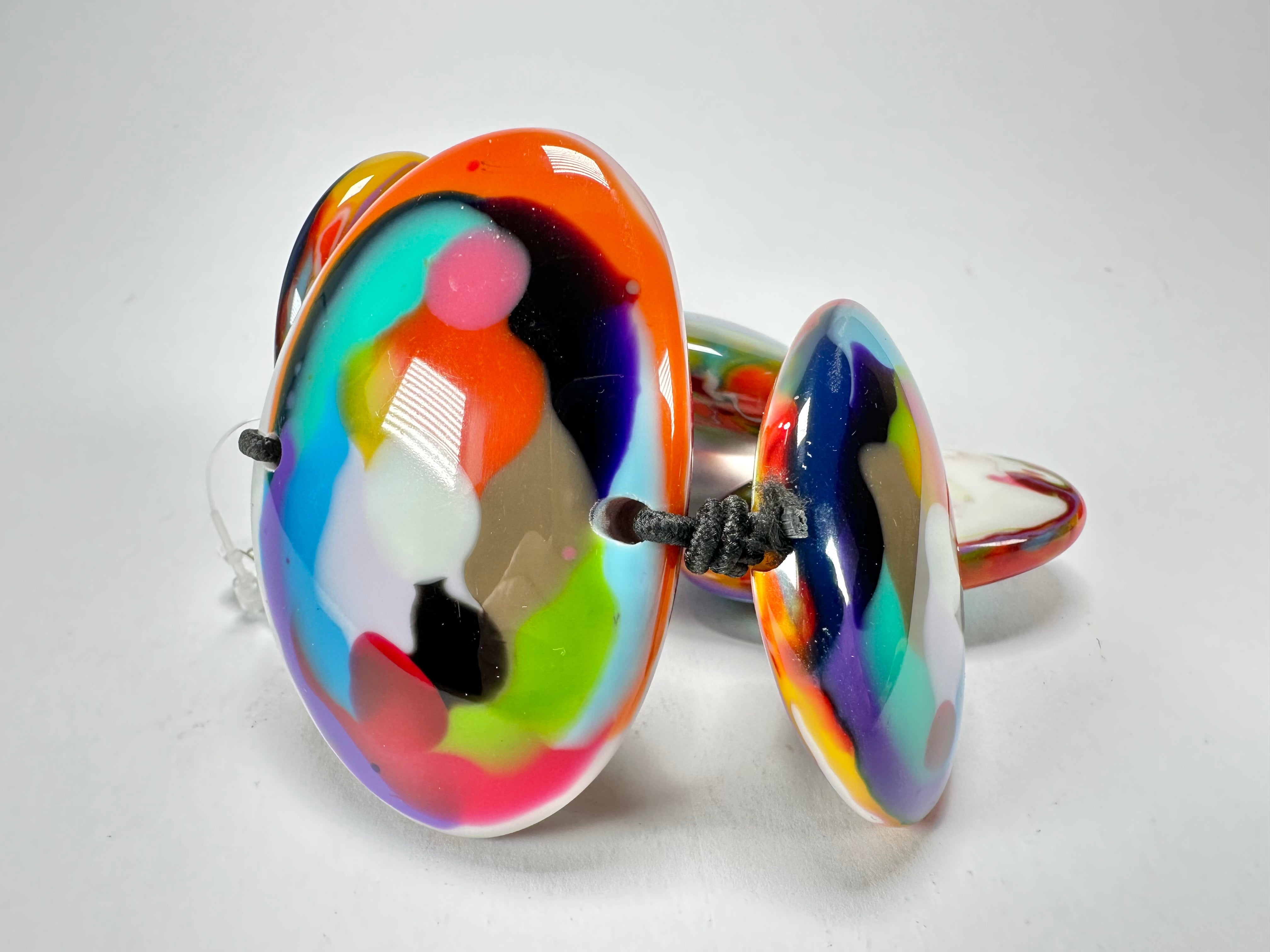 Jackie Brazil "Riverstones" Kandinsky Large Flat Stones On Elastic Bracelet ( B3716 )
