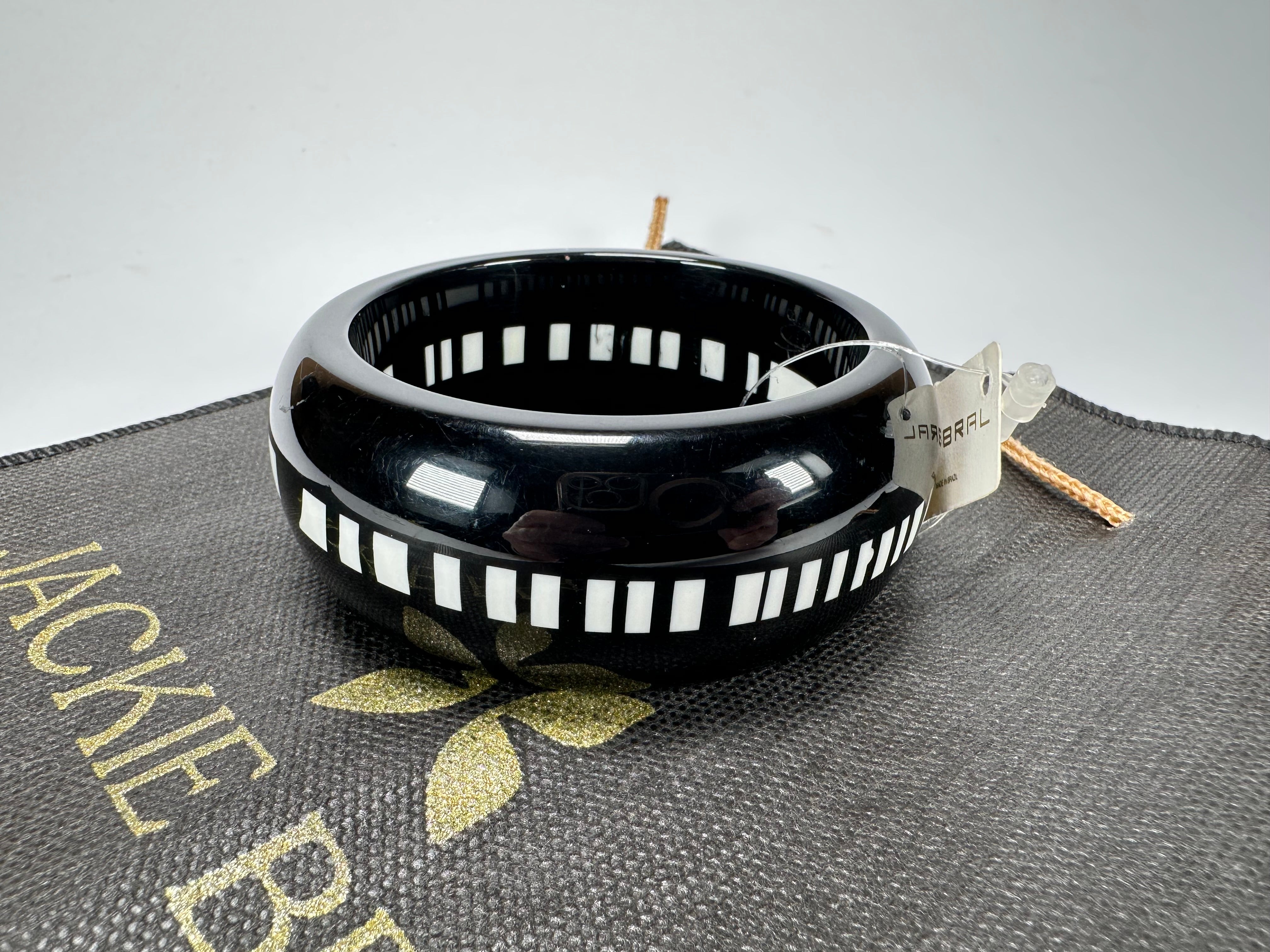 Jackie Brazil "Bar Code" Black & White Solid Round 3.4cm Bangle ( B2162 )