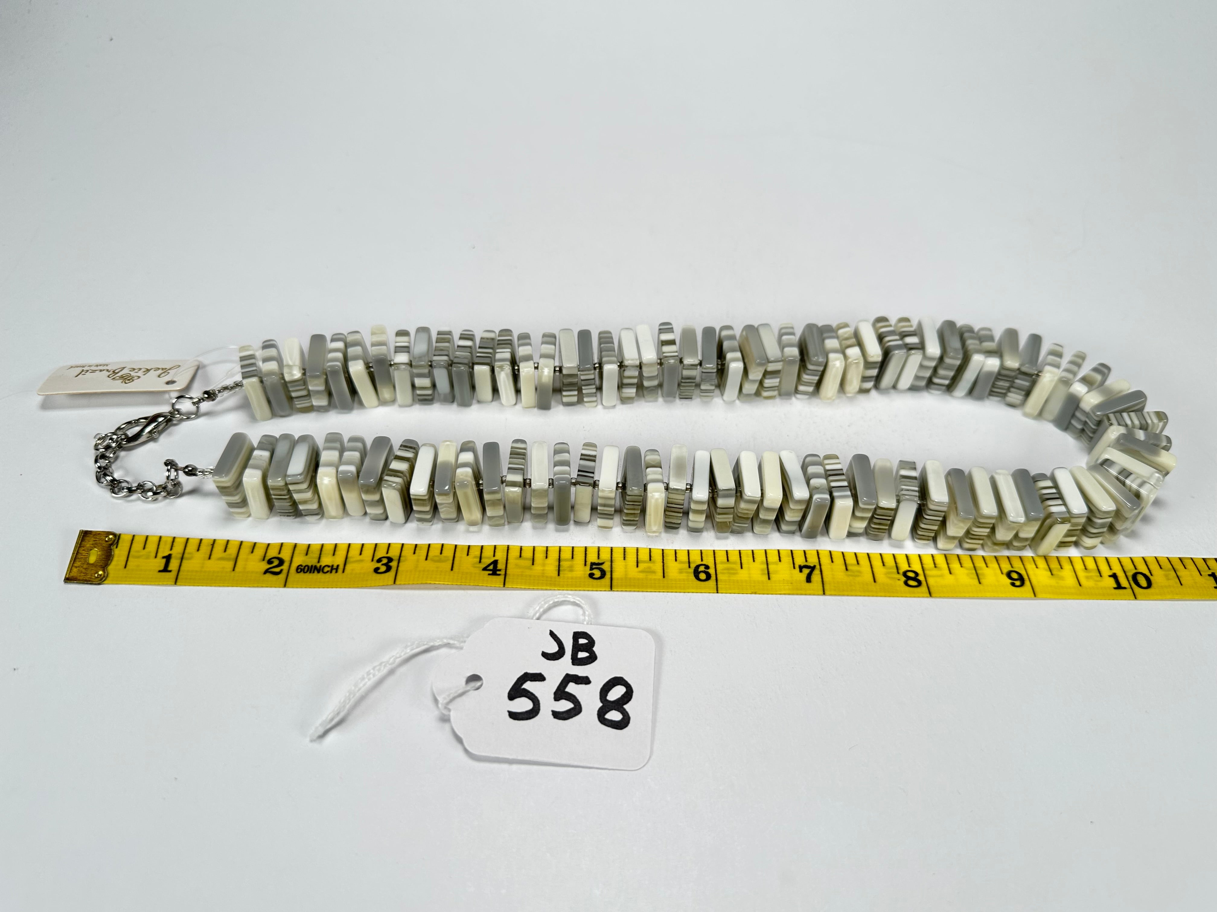 Jackie Brazil "Patricia" Liquorice Squares & Beads Spring Cream Mix 55cm Necklace ( N0025 )