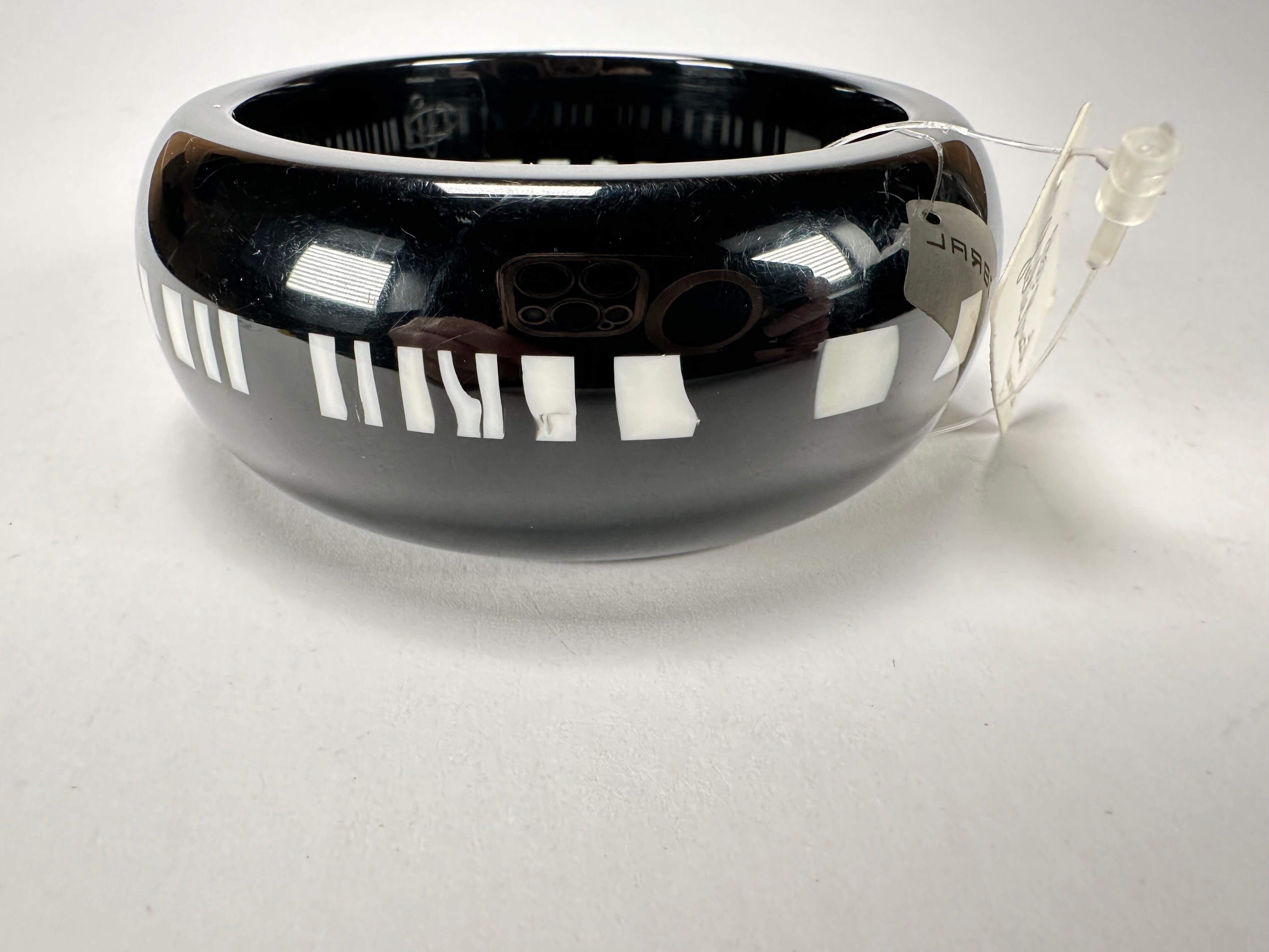 Jackie Brazil "Bar Code" Black & White Solid Round 3.4cm Bangle ( B2162 )