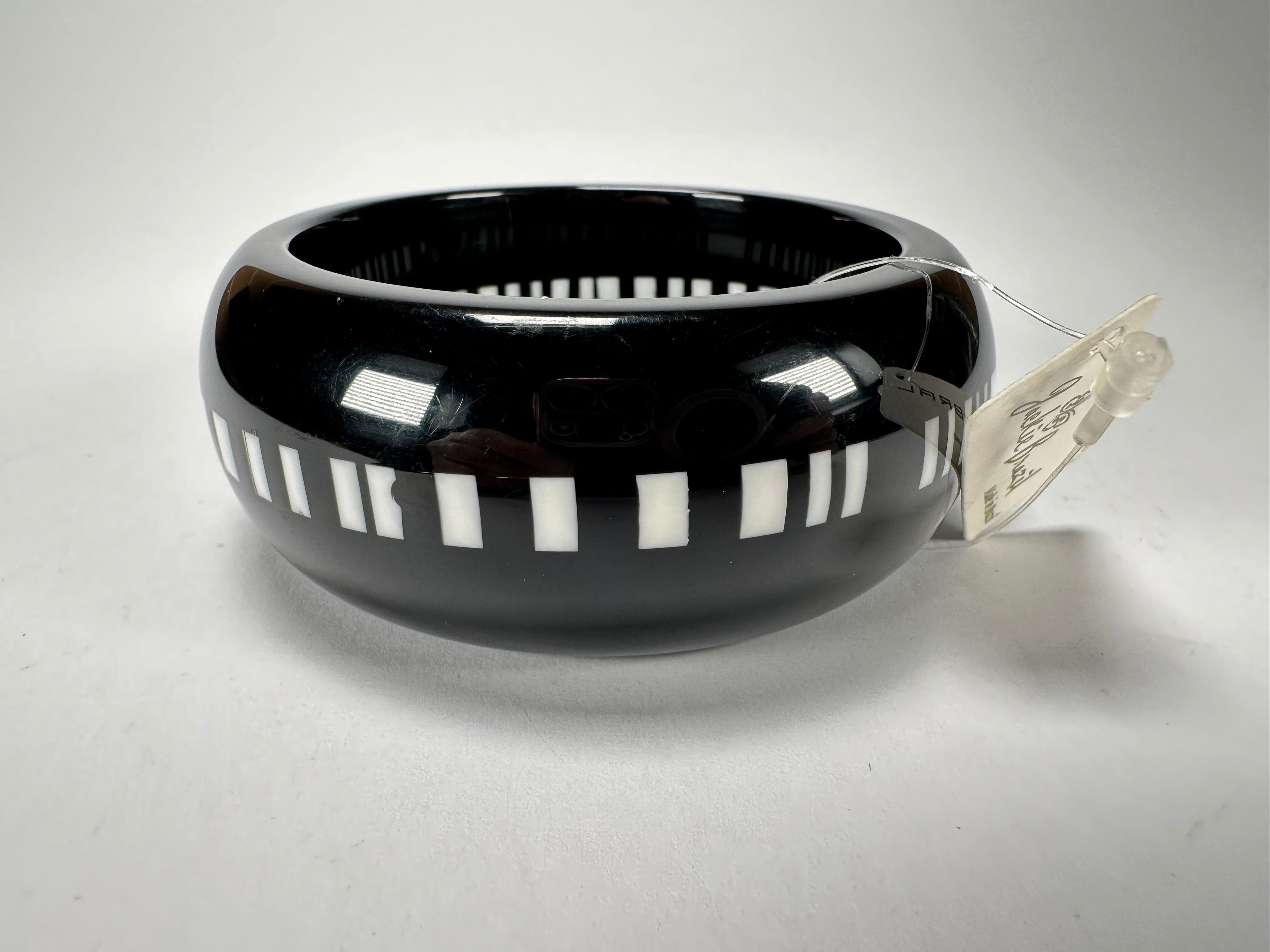 Jackie Brazil "Bar Code" Black & White Solid Round 3.4cm Bangle ( B2162 )