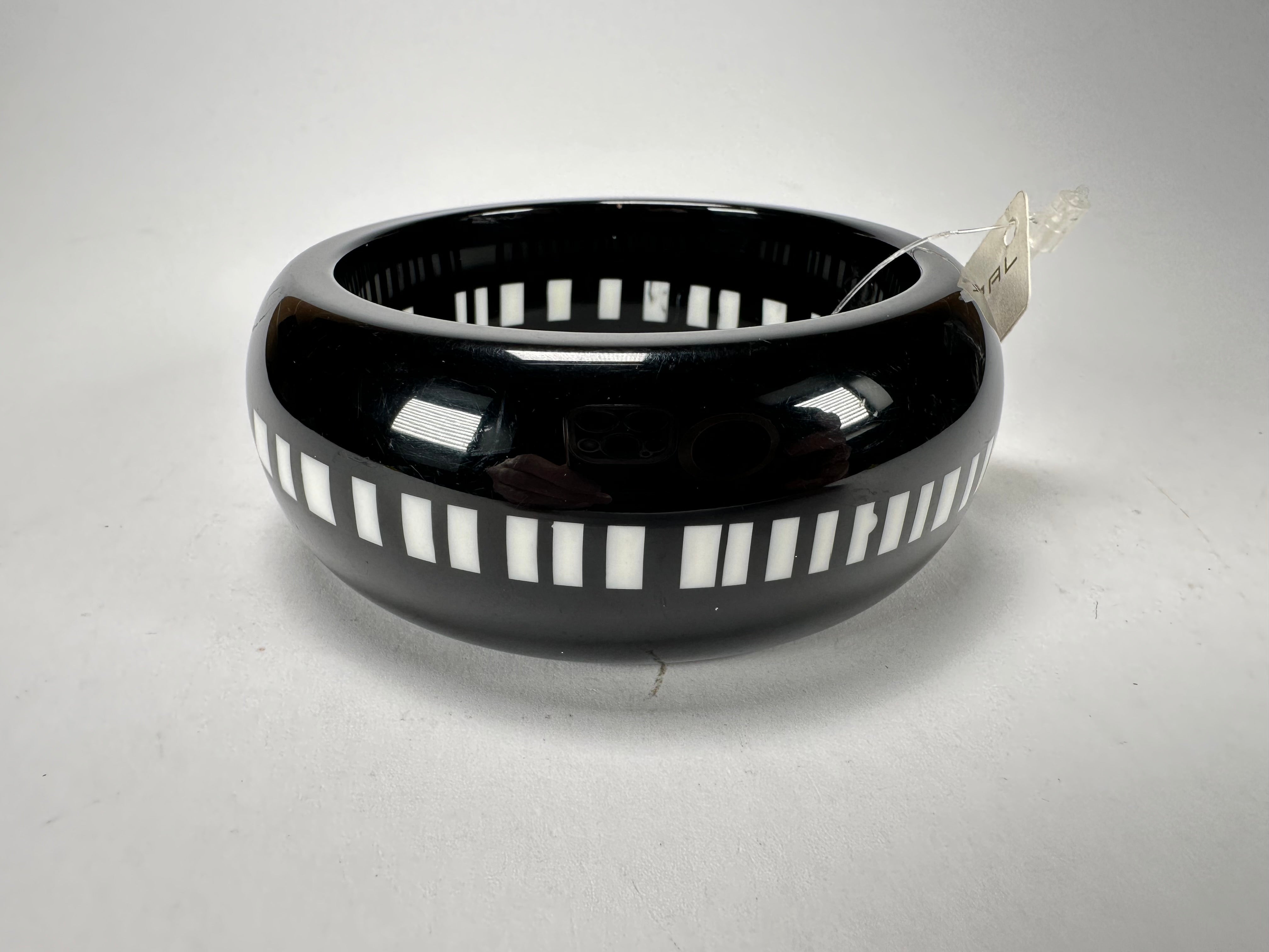 Jackie Brazil "Bar Code" Black & White Solid Round 3.4cm Bangle ( B2162 )