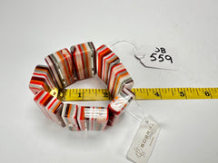 Jackie Brazil "Pop Art" Liquorice Orange Mix 8 Squares Elasticated Bracelet ( B0376 )