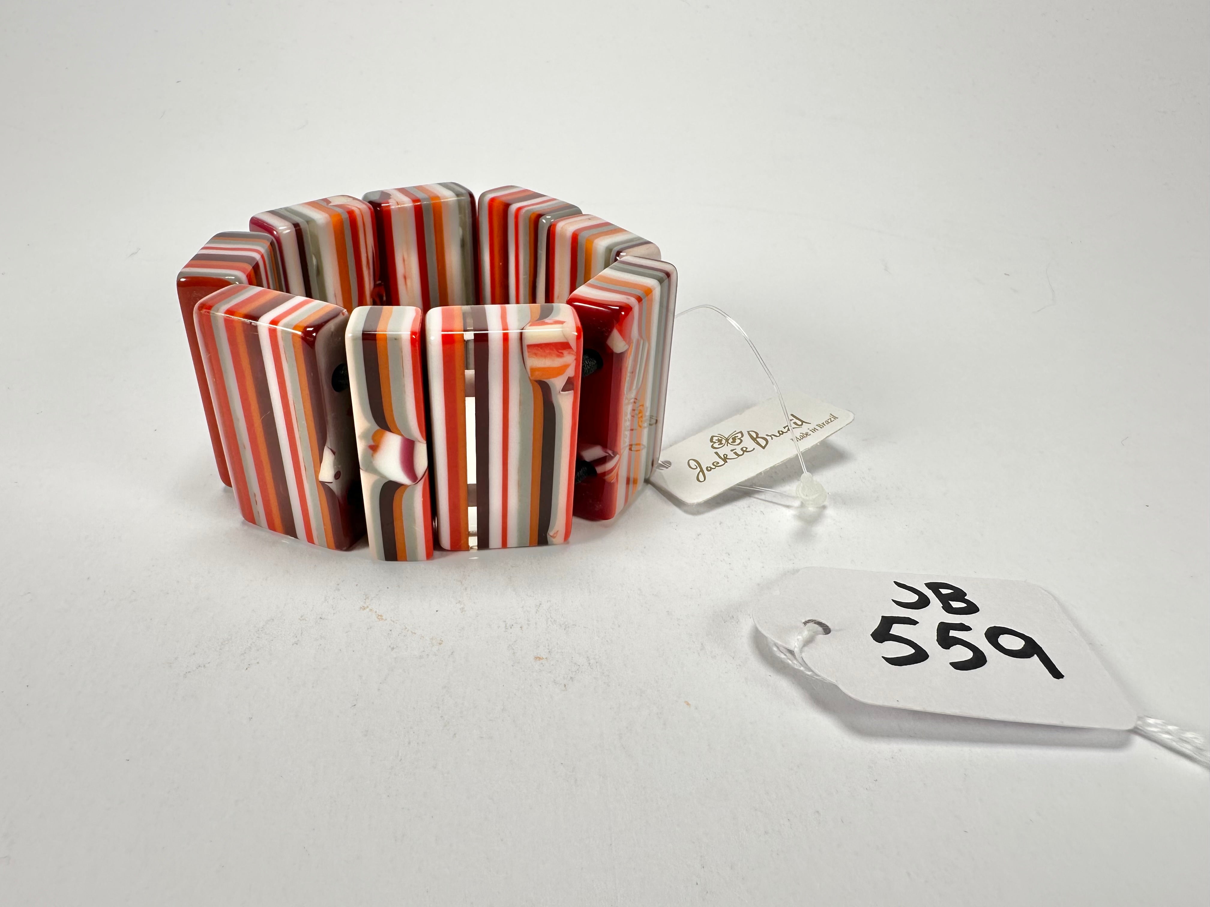 Jackie Brazil "Pop Art" Liquorice Orange Mix 8 Squares Elasticated Bracelet ( B0376 )