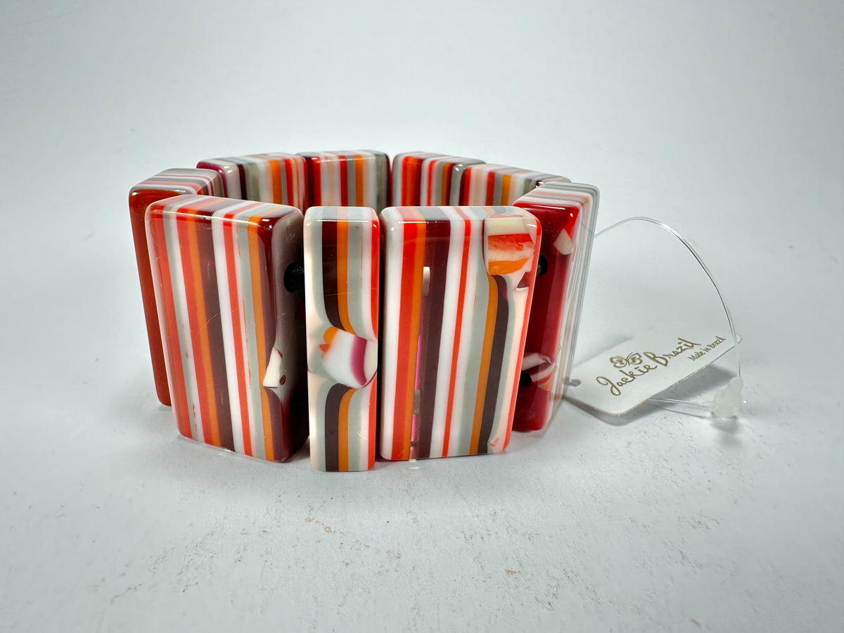 Jackie Brazil "Pop Art" Liquorice Orange Mix 8 Squares Elasticated Bracelet ( B0376 )