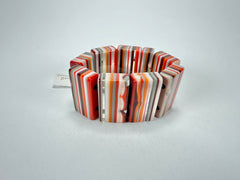 Jackie Brazil "Pop Art" Liquorice Orange Mix 8 Squares Elasticated Bracelet ( B0376 )