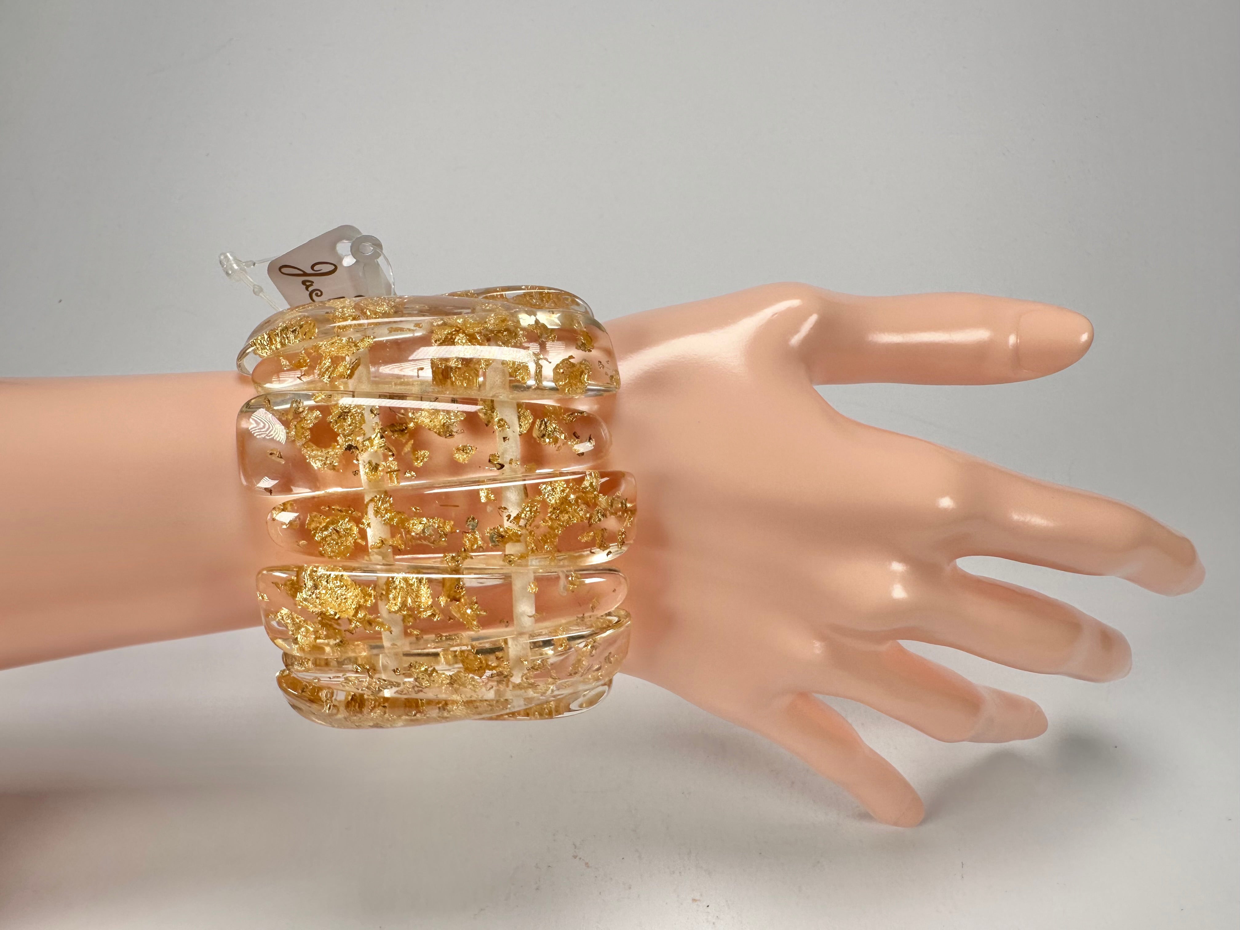 Jackie Brazil "Tulip" Gold Flakes Elasticated Bracelet ( B0026 )