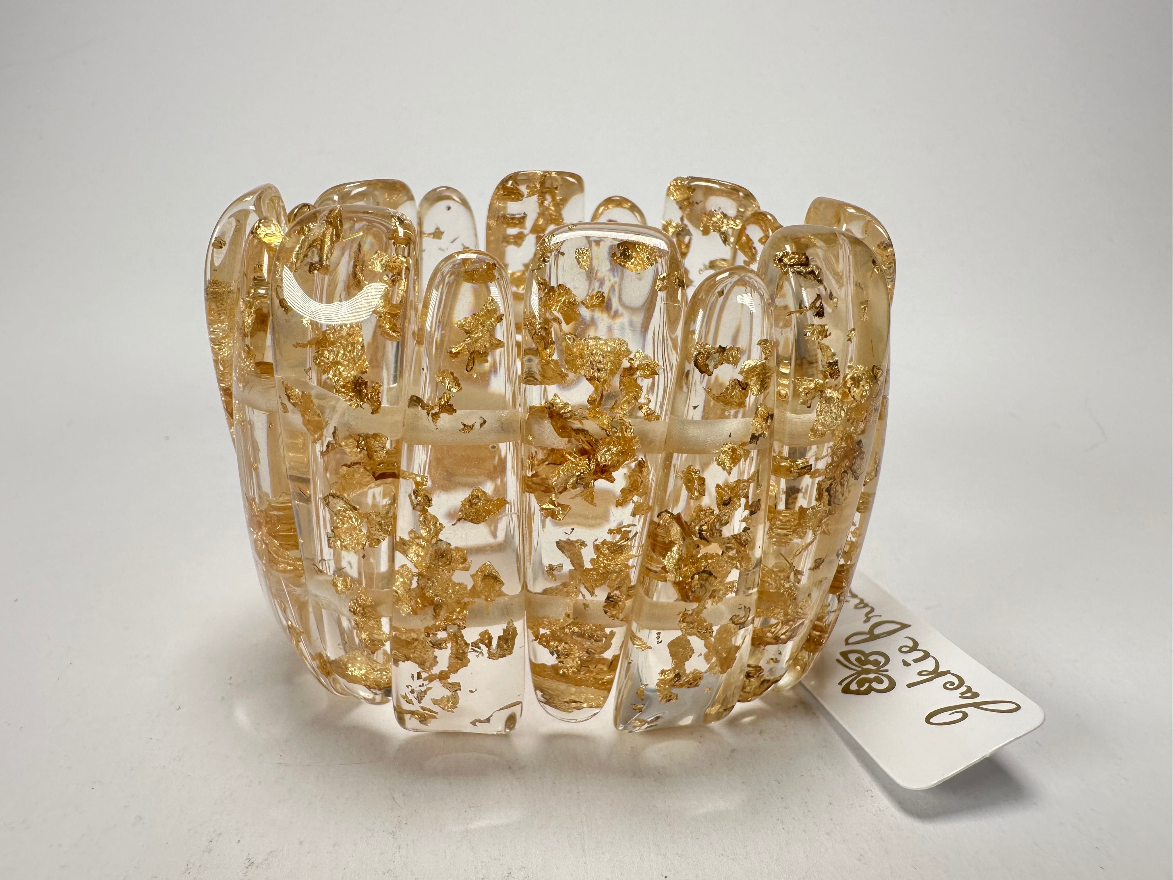Jackie Brazil "Tulip" Gold Flakes Elasticated Bracelet ( B0026 )
