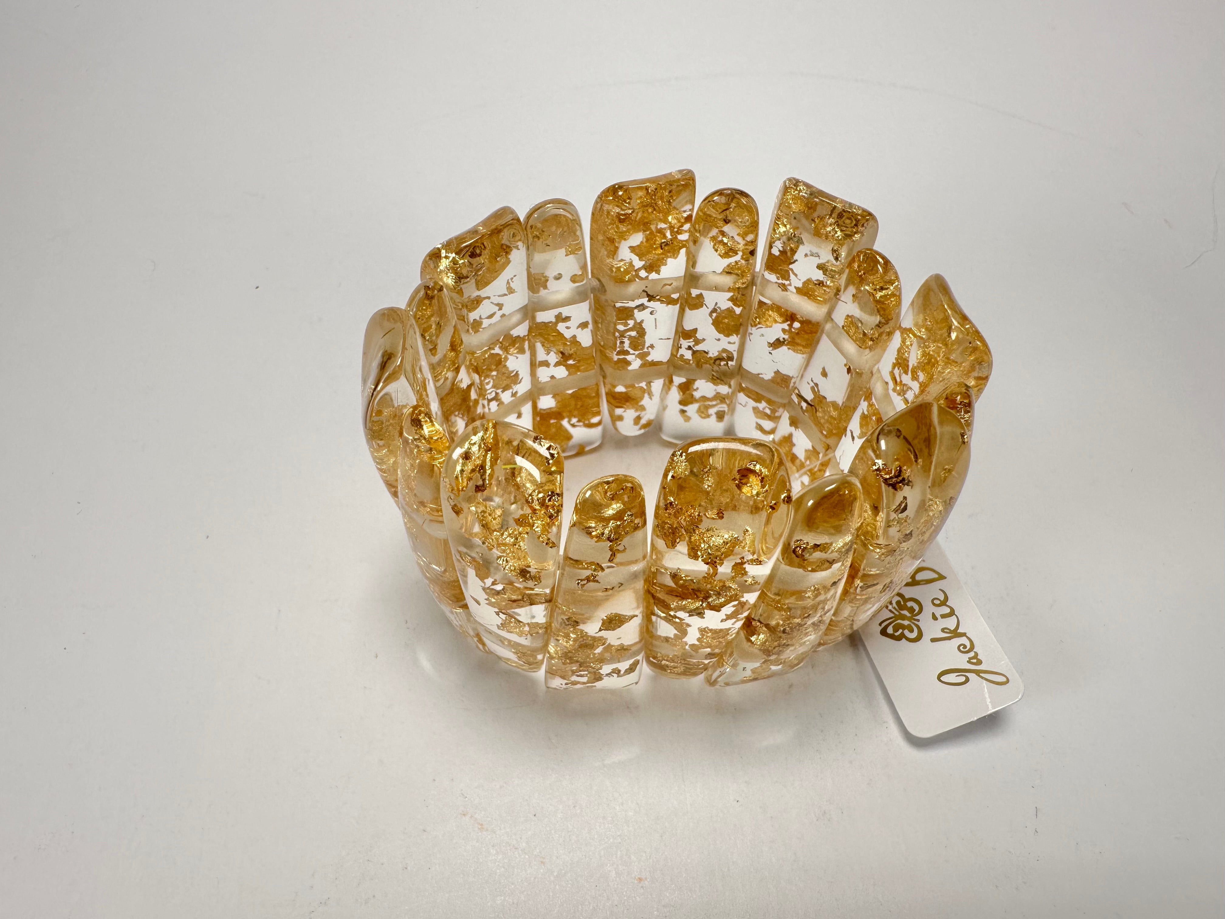 Jackie Brazil "Tulip" Gold Flakes Elasticated Bracelet ( B0026 )